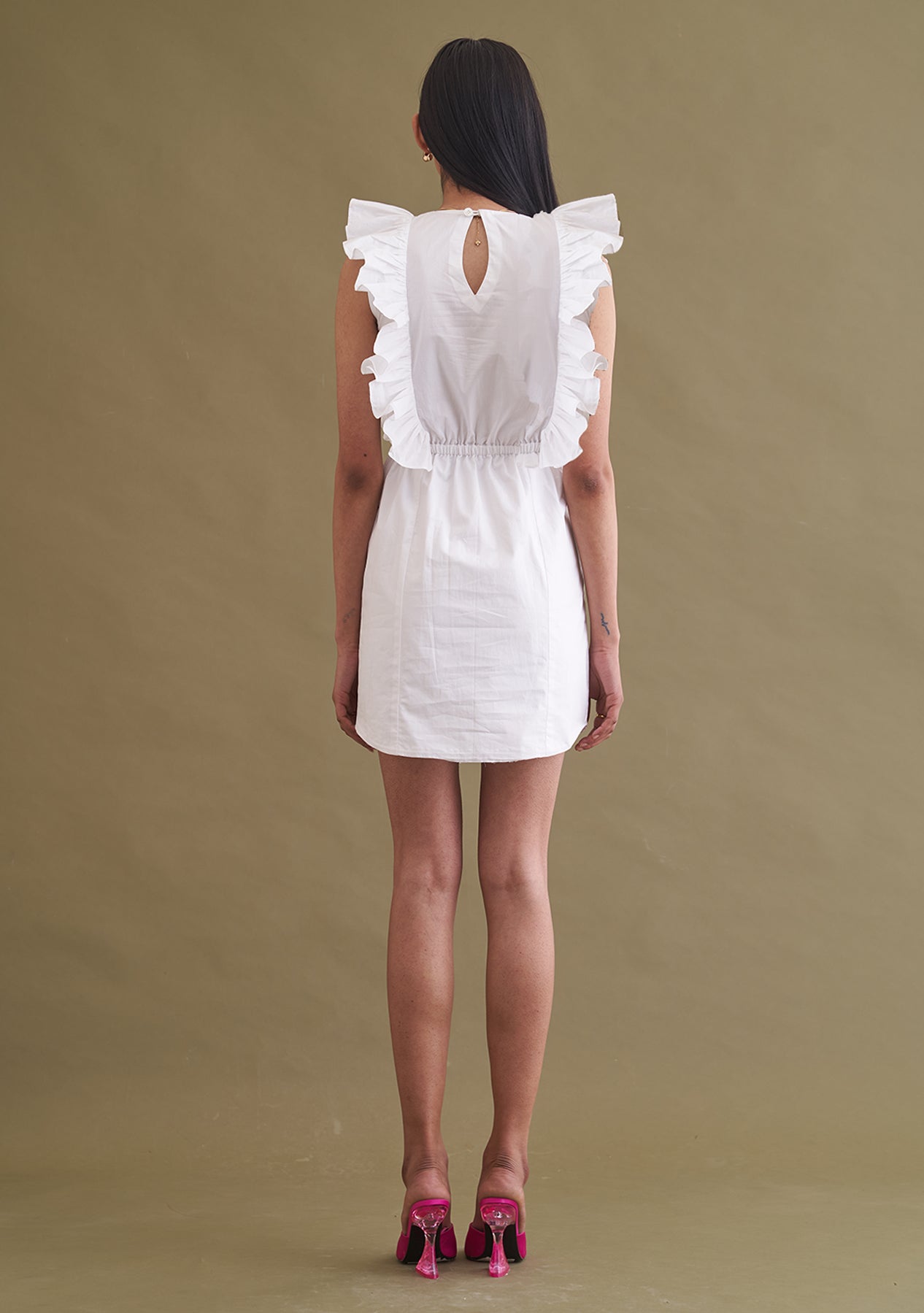 Poppy Mini Dress (White) as seen on Ishita Chopraa