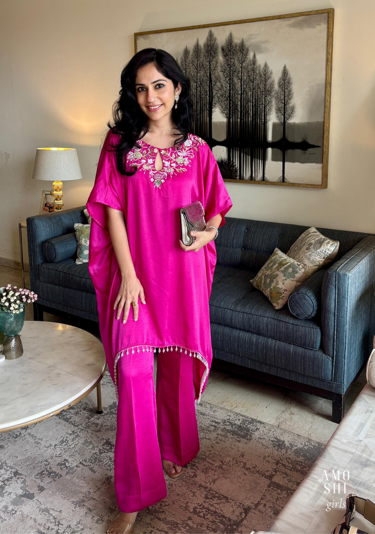 Amara Kaftan Co-ord Set (Fuschia) As Seen On Gauri