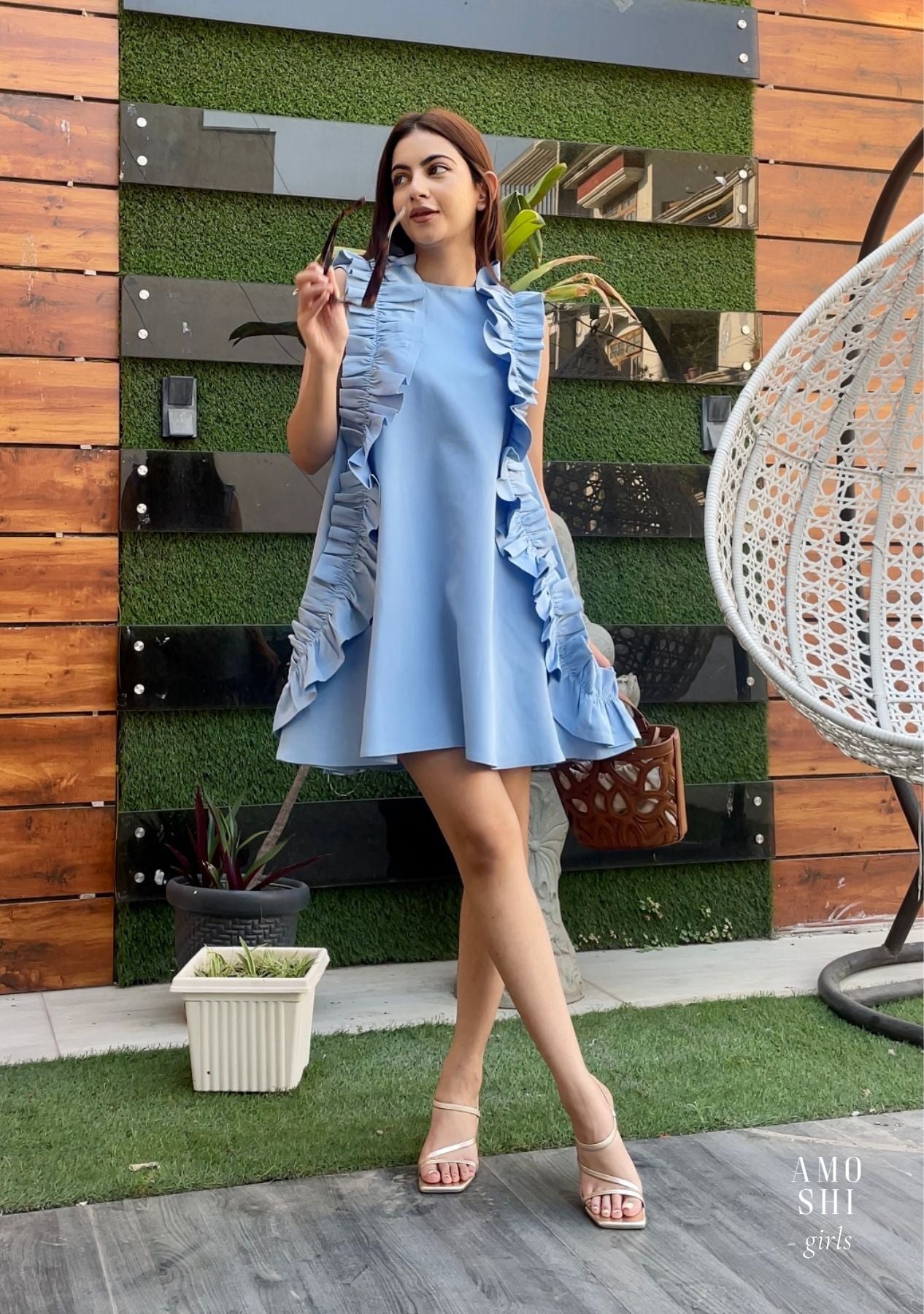 Florence Mini Dress (Powder Blue) as seen on Jannat Khurana