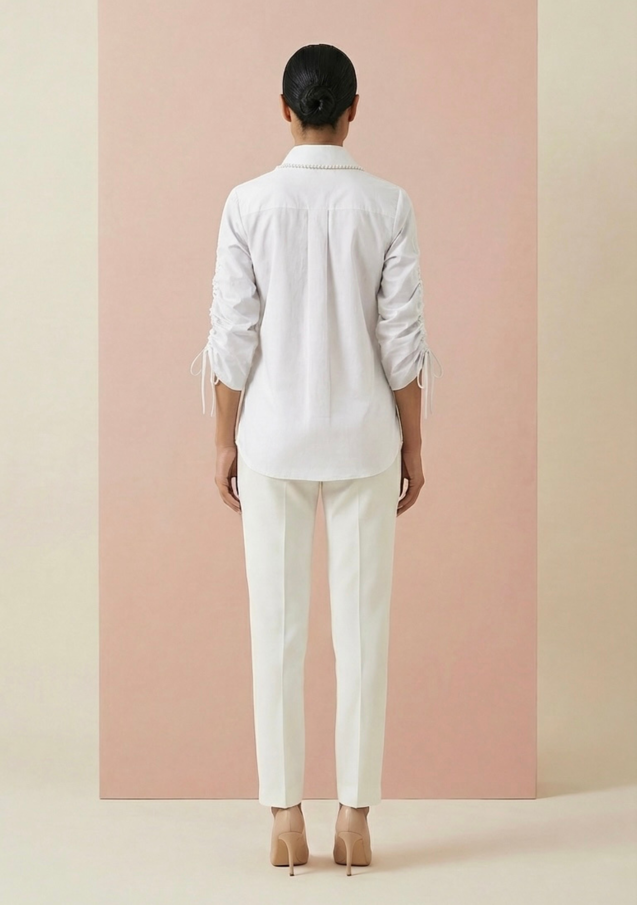 Limited Edition - Pearl detail cotton shirt (White)