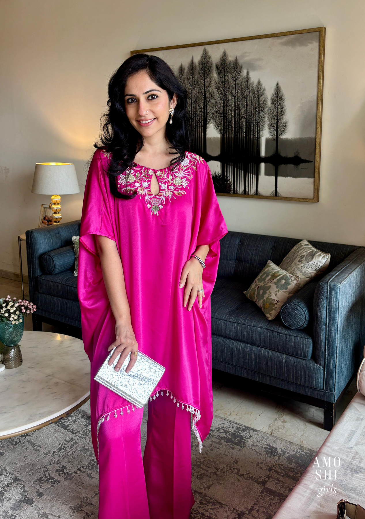 Amara Kaftan Co-ord Set (Fuschia) As Seen On Gauri