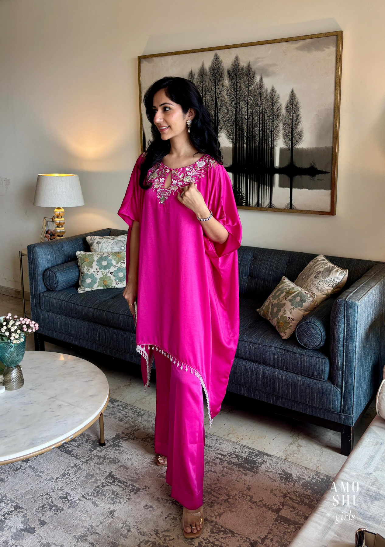 Amara Kaftan Co-ord Set (Fuschia) As Seen On Gauri