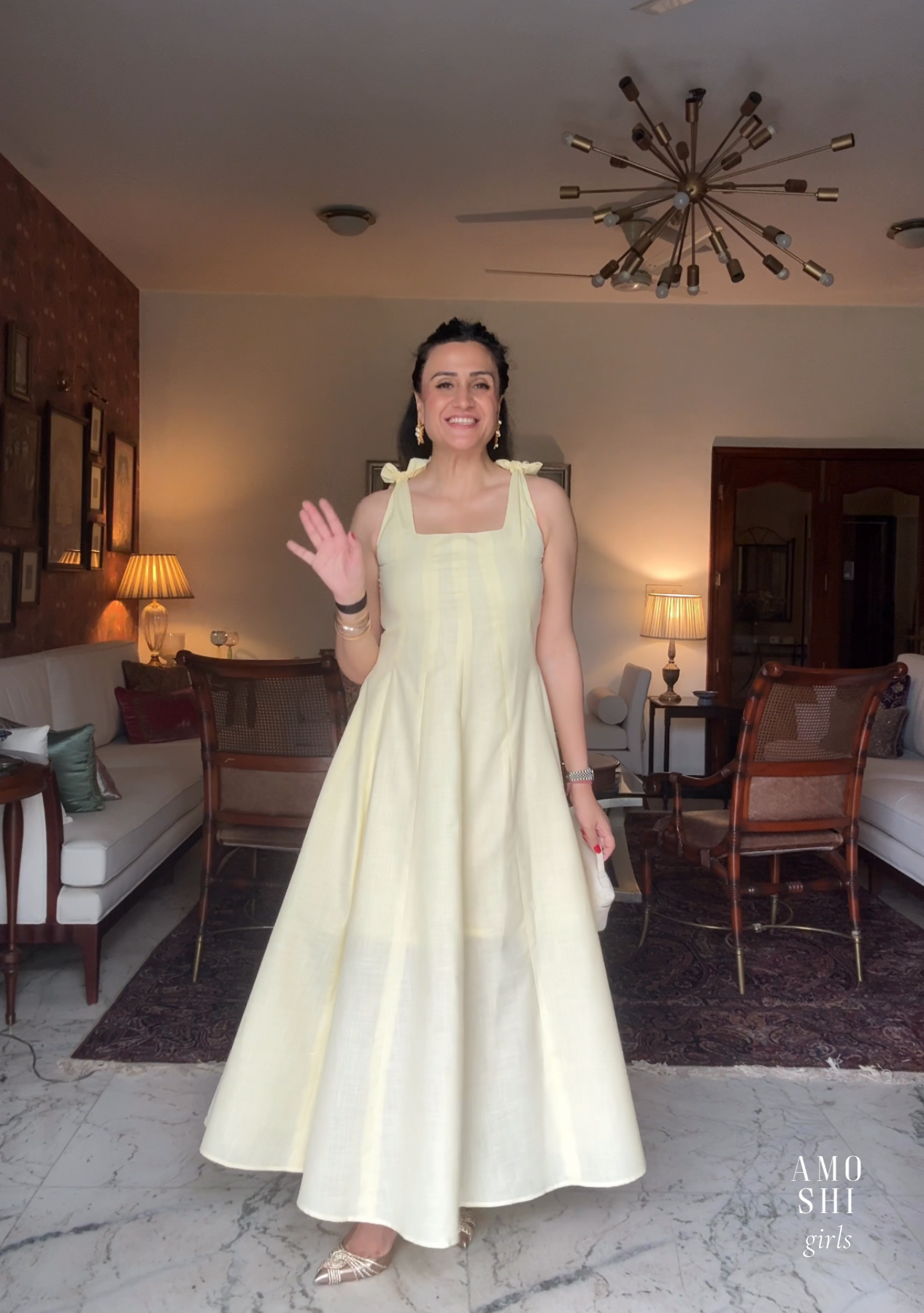 Audrey Maxi with Detachable Bows (Butter Yellow) As Seen On Mitali Wadhwa