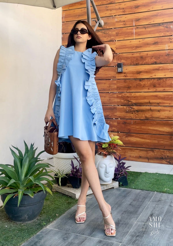 Jannat As seen in our Florence Mini Dress (Powder Blue)