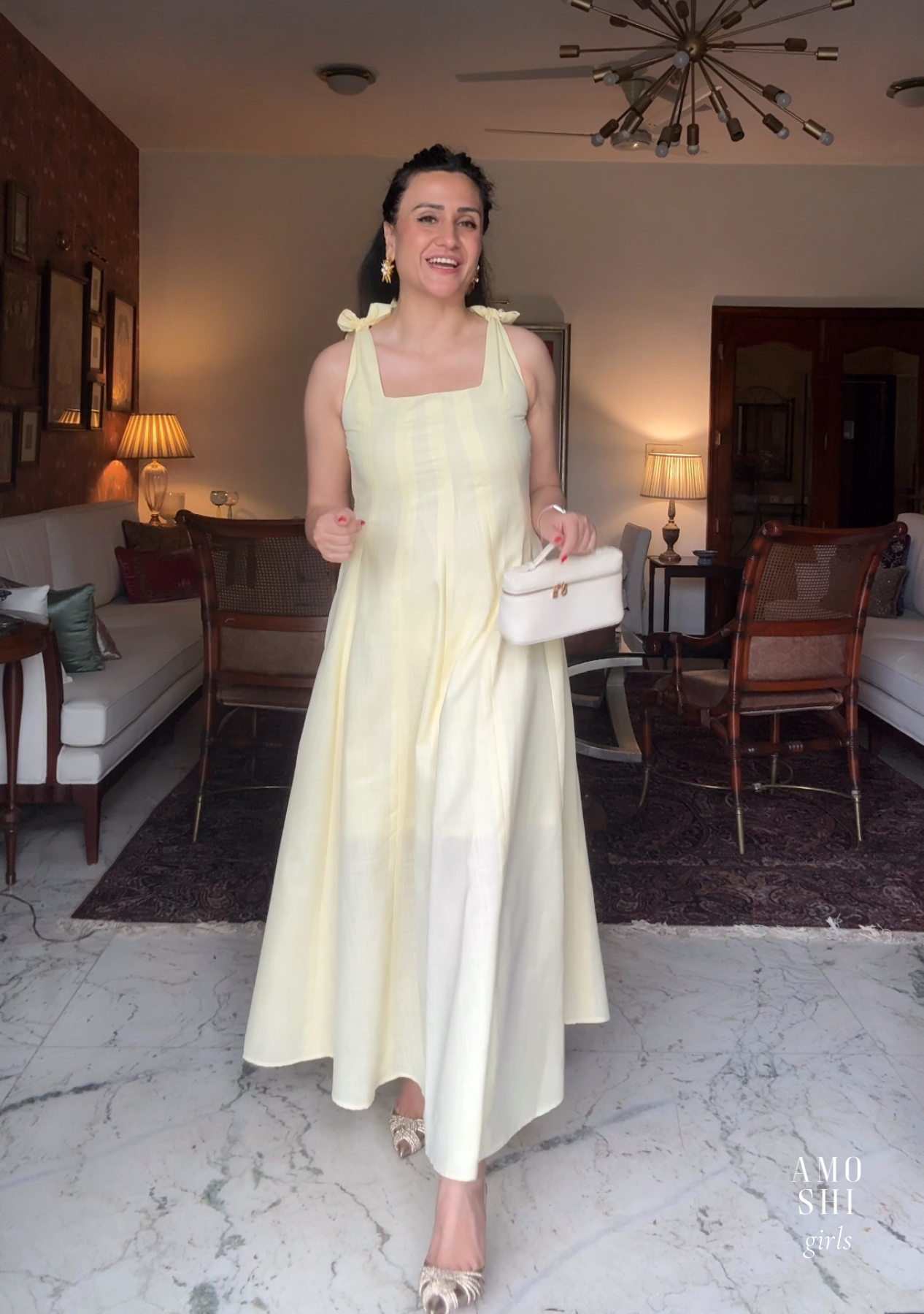 Audrey Maxi with Detachable Bows (Butter Yellow) As Seen On Mitali Wadhwa