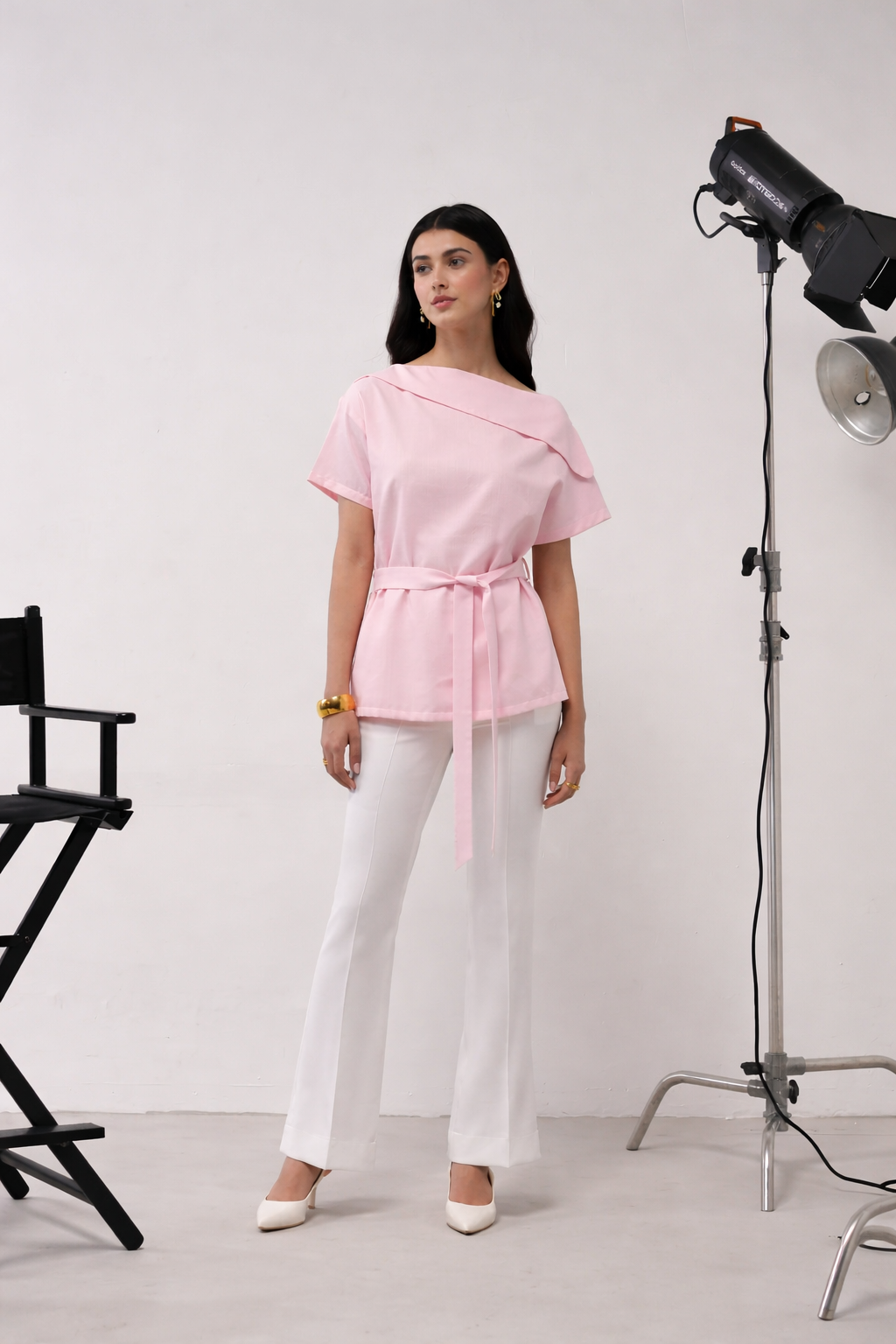 Limone Top with Detachable belt (Baby Pink)