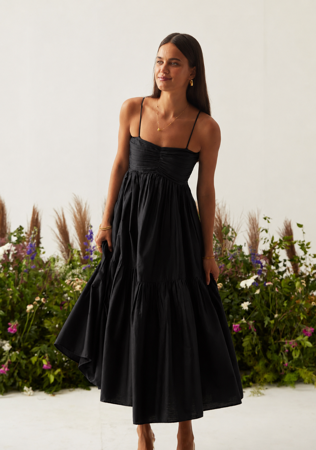 Lea Dress with detachable sleeves (Black)