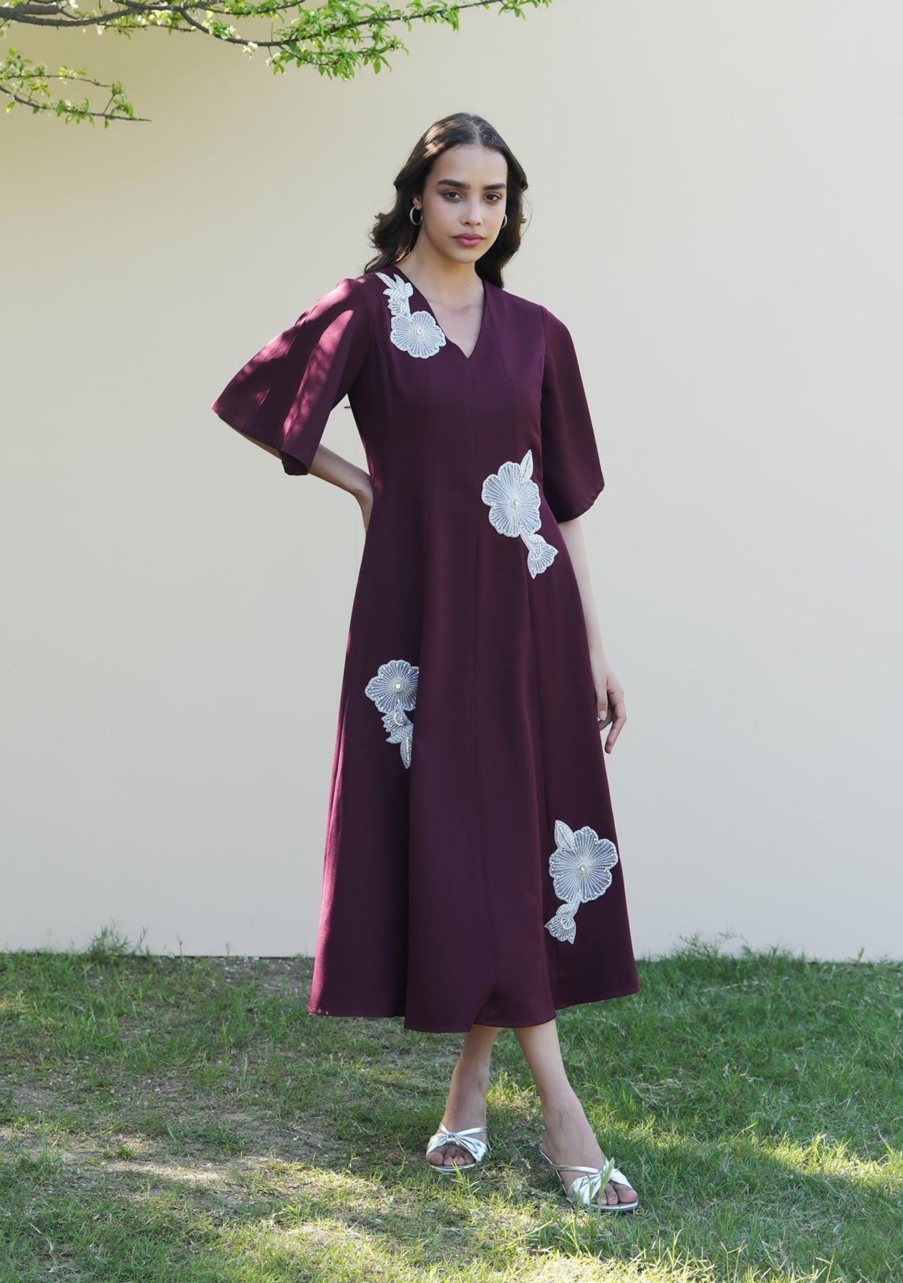 Paige Midi Dress (Burgundy)