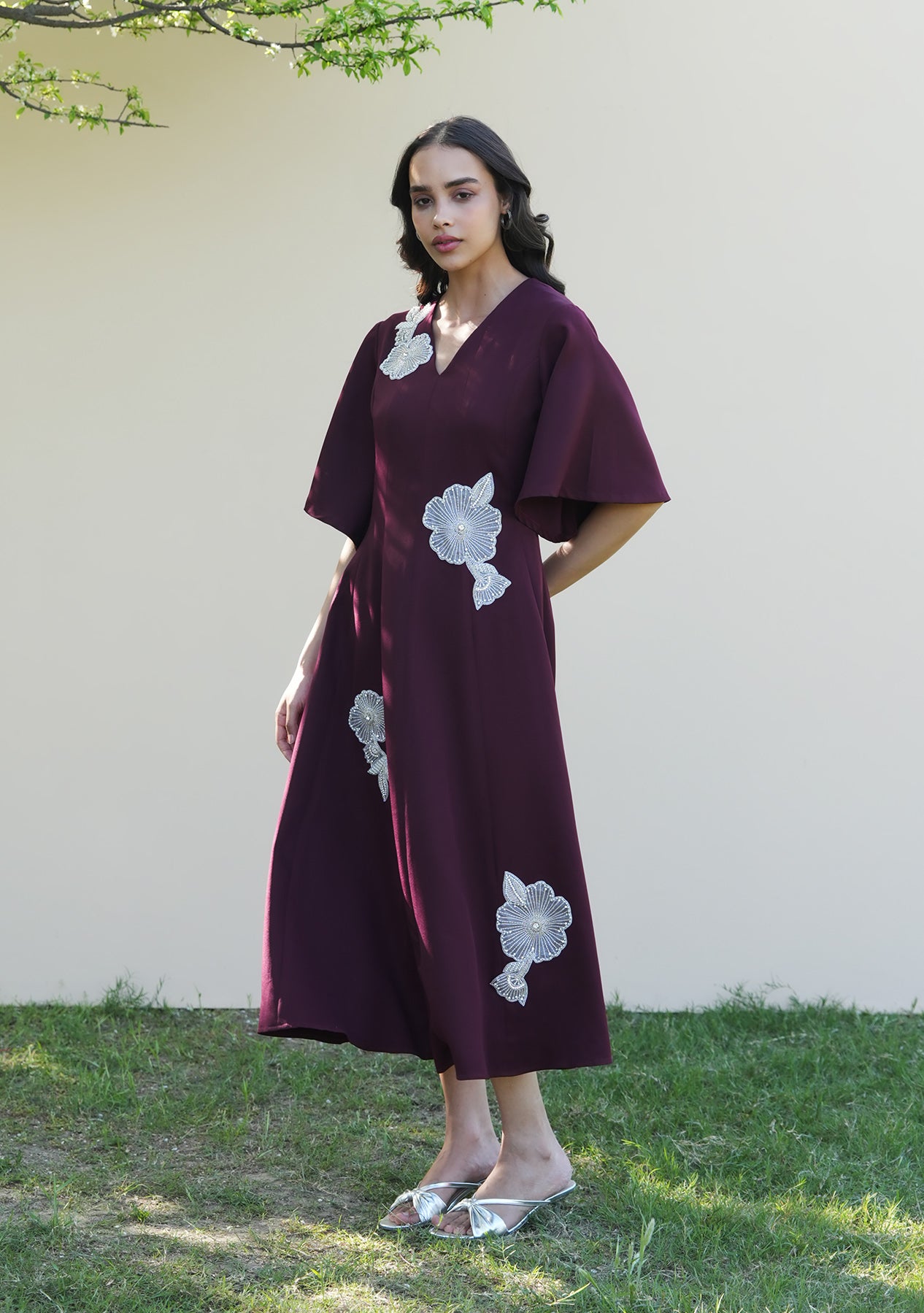 Paige Midi Dress (Burgundy)