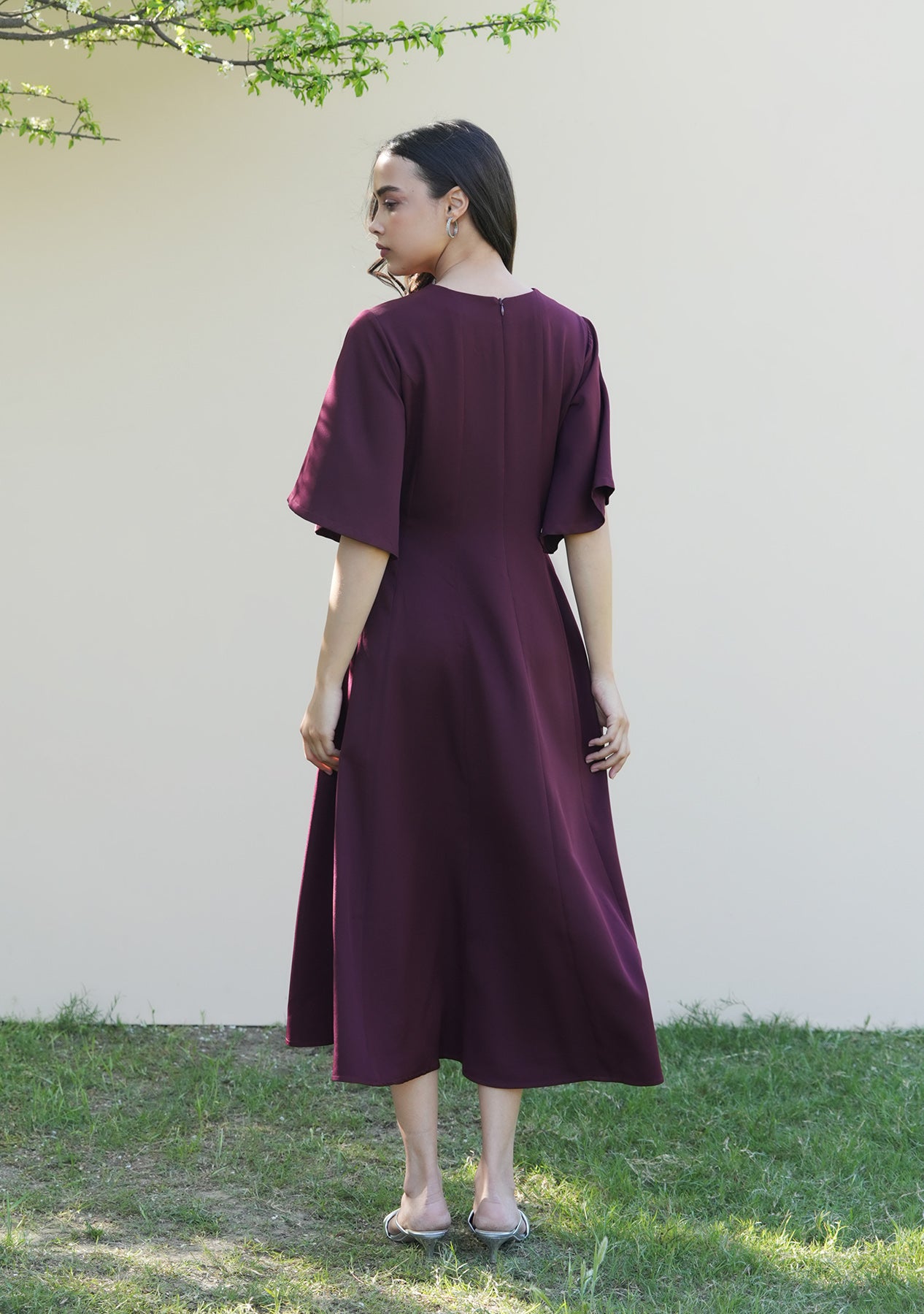 Paige Midi Dress (Burgundy)