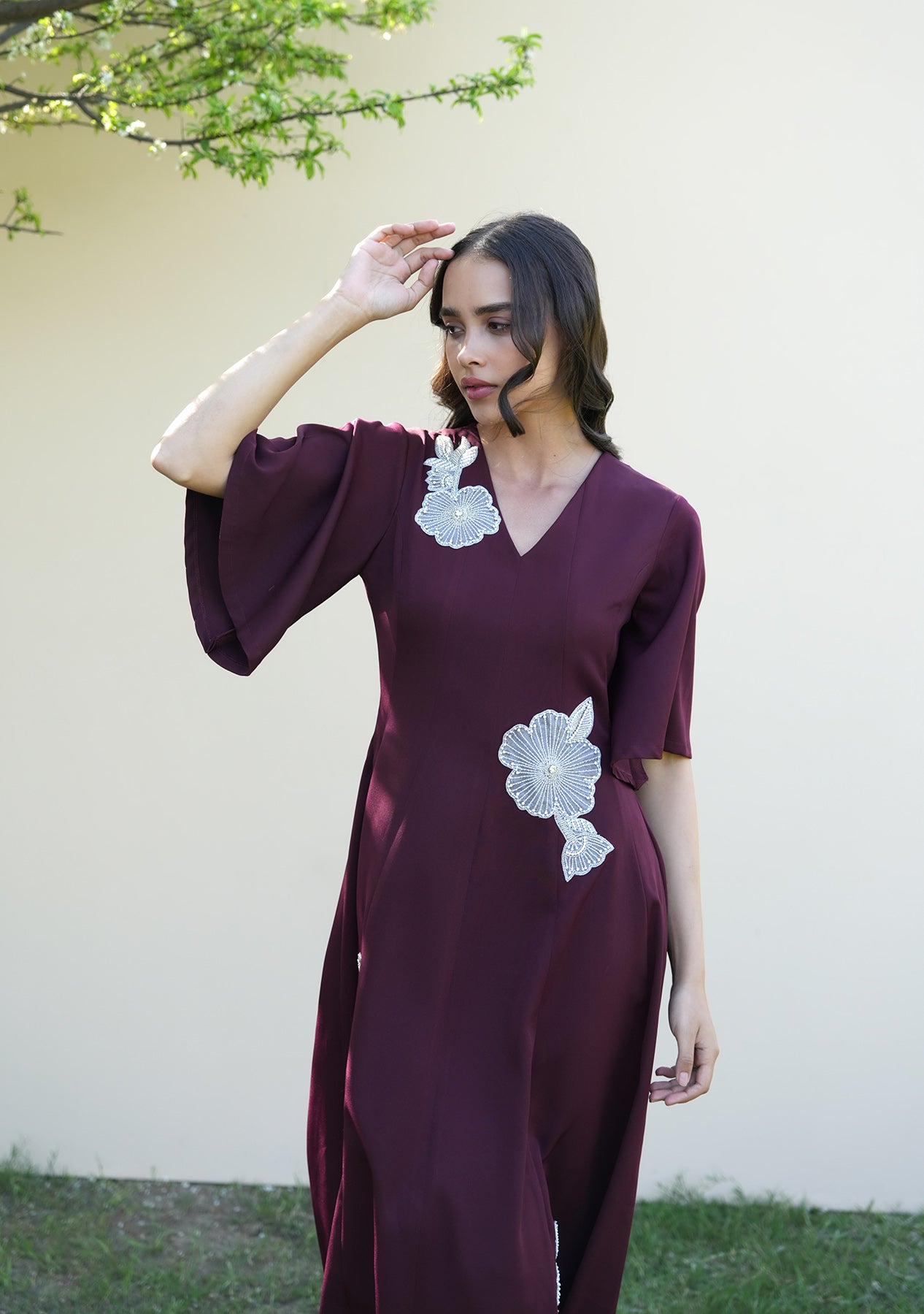 Paige Midi Dress (Burgundy)