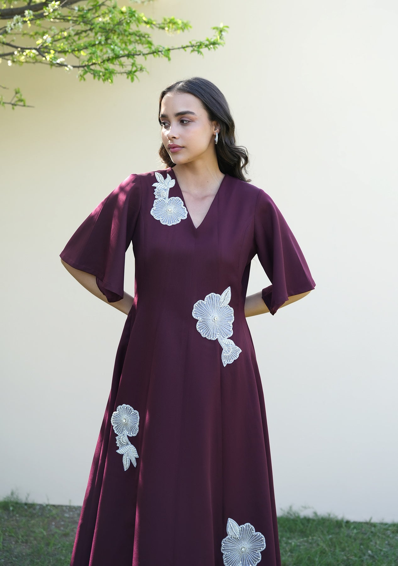 Paige Midi Dress (Burgundy)