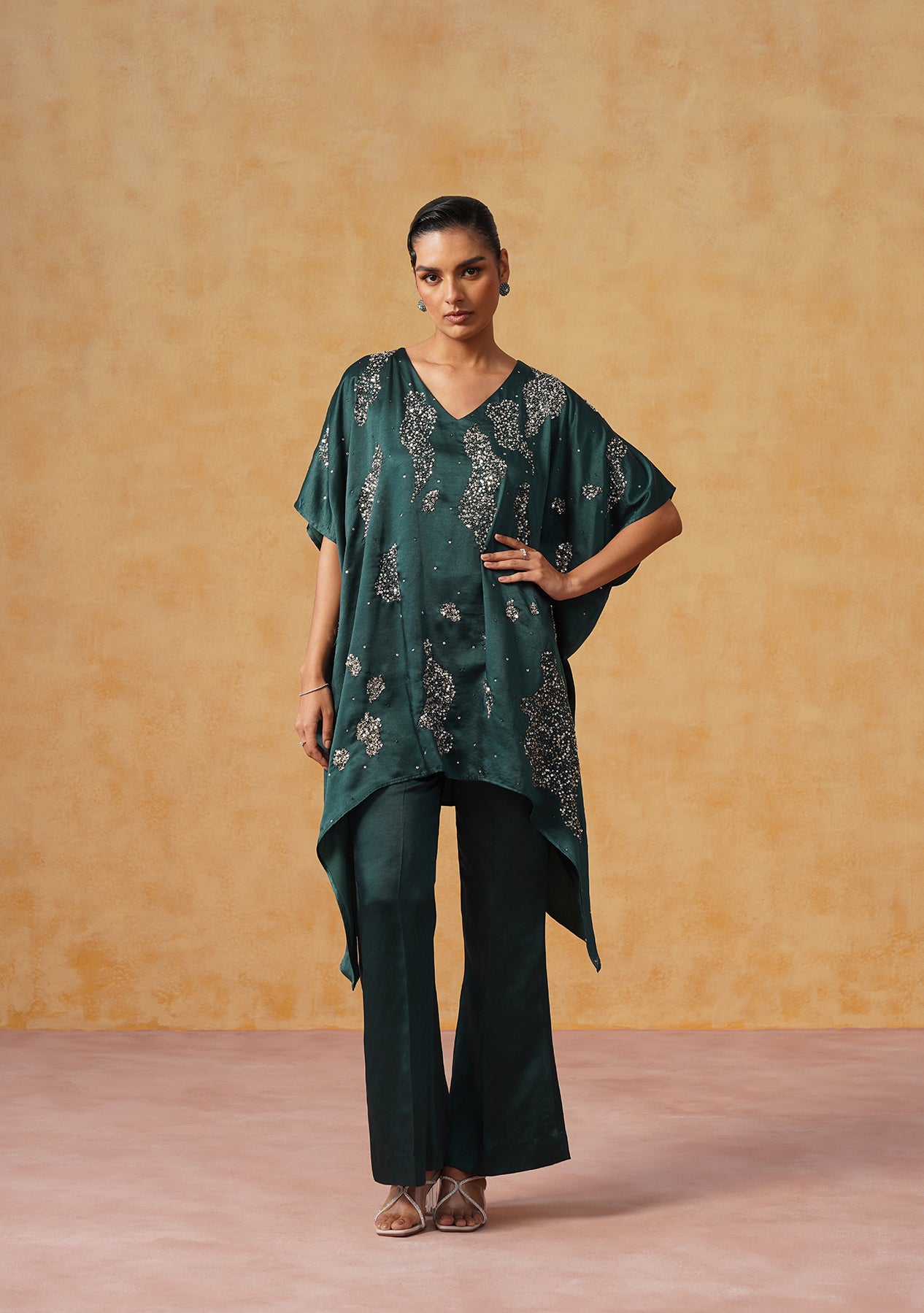Tara Kaftan Co-ord Set (Bottle Green)