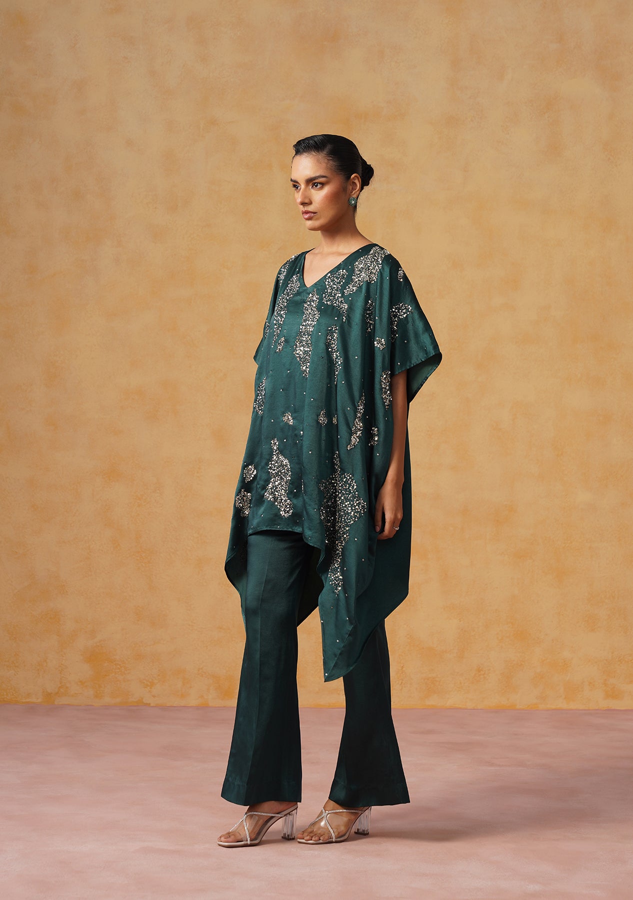 Tara Kaftan Co-ord Set (Bottle Green)