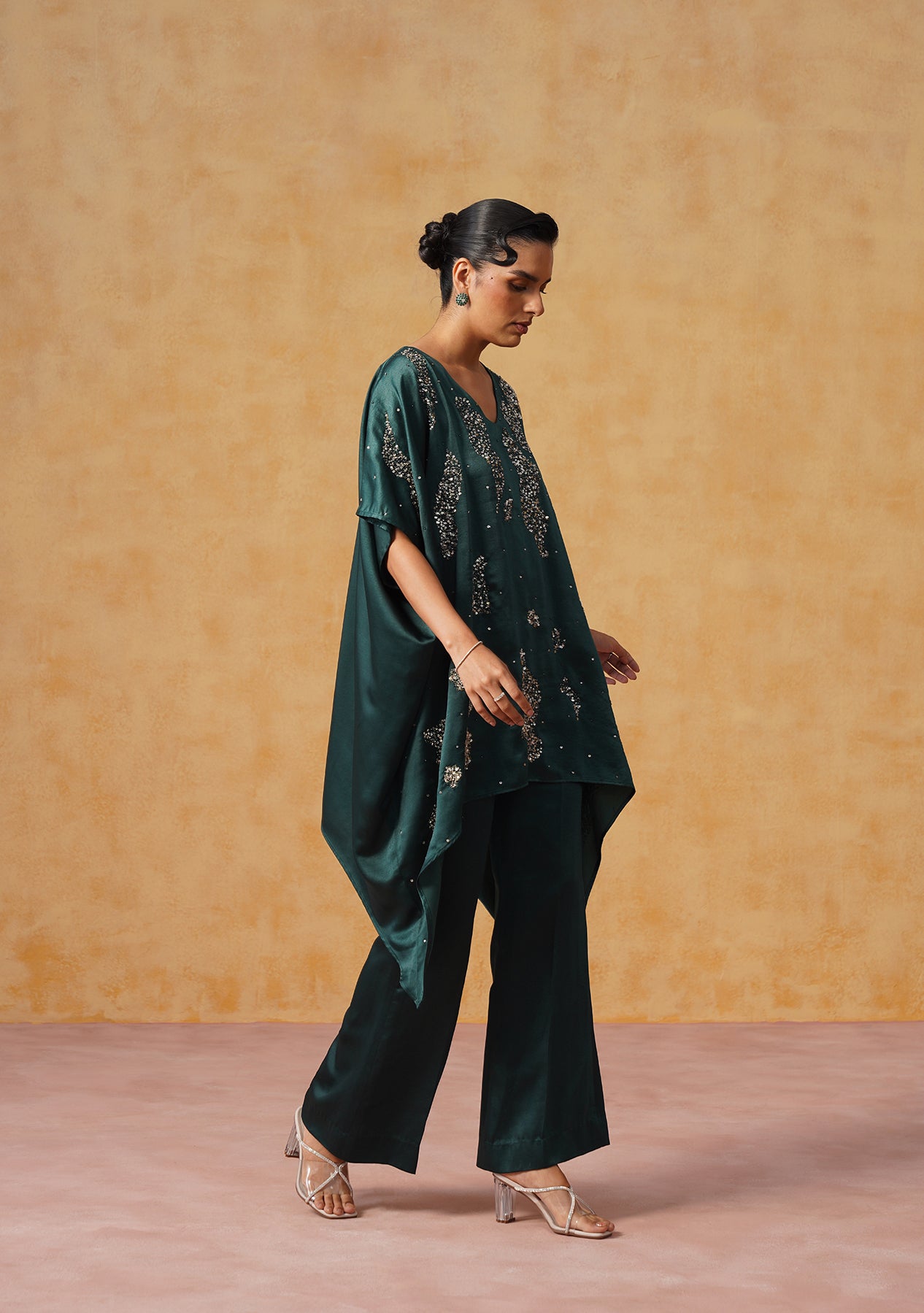 Tara Kaftan Co-ord Set (Bottle Green)