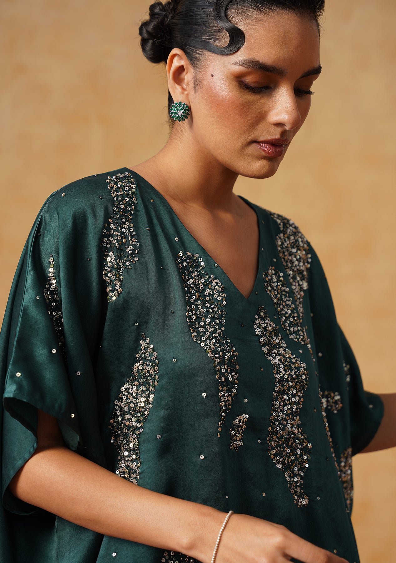 Tara Kaftan Co-ord Set (Bottle Green)