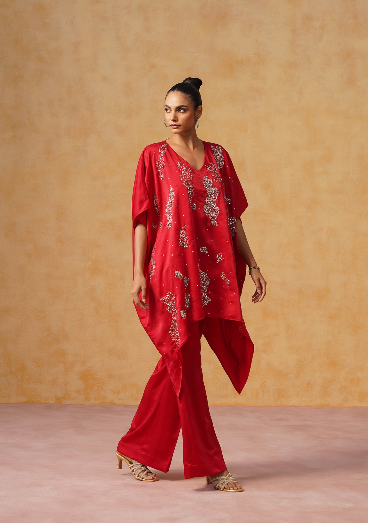 Tara Kaftan Co-ord Set (Red)