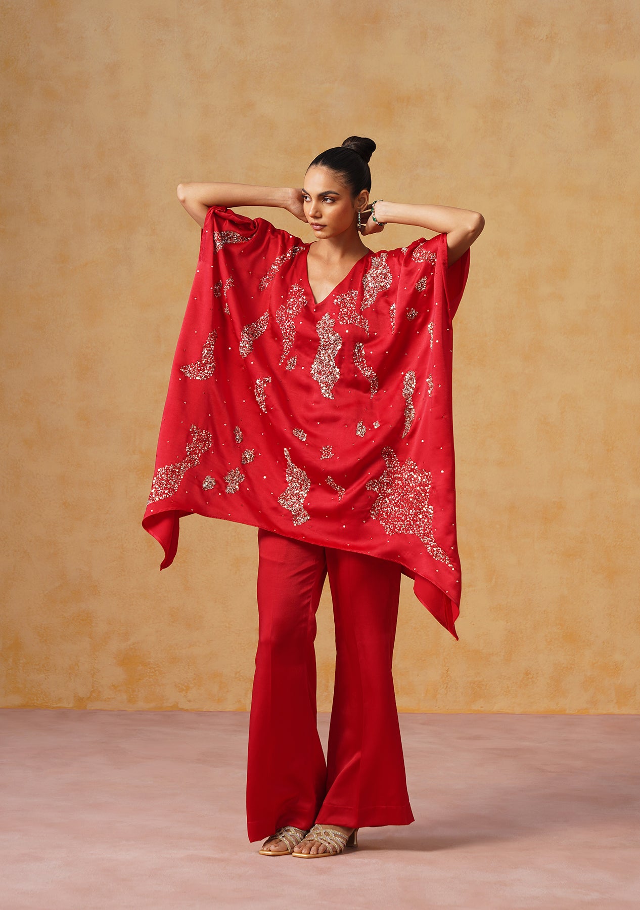 Tara Kaftan Co-ord Set (Red)