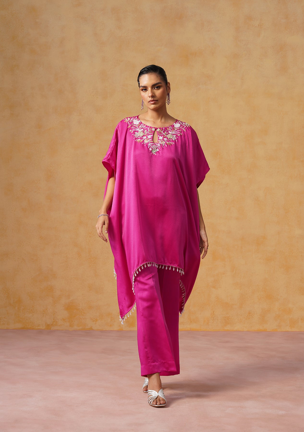 Amara Kaftan Co-ord Set (Fuschia)
