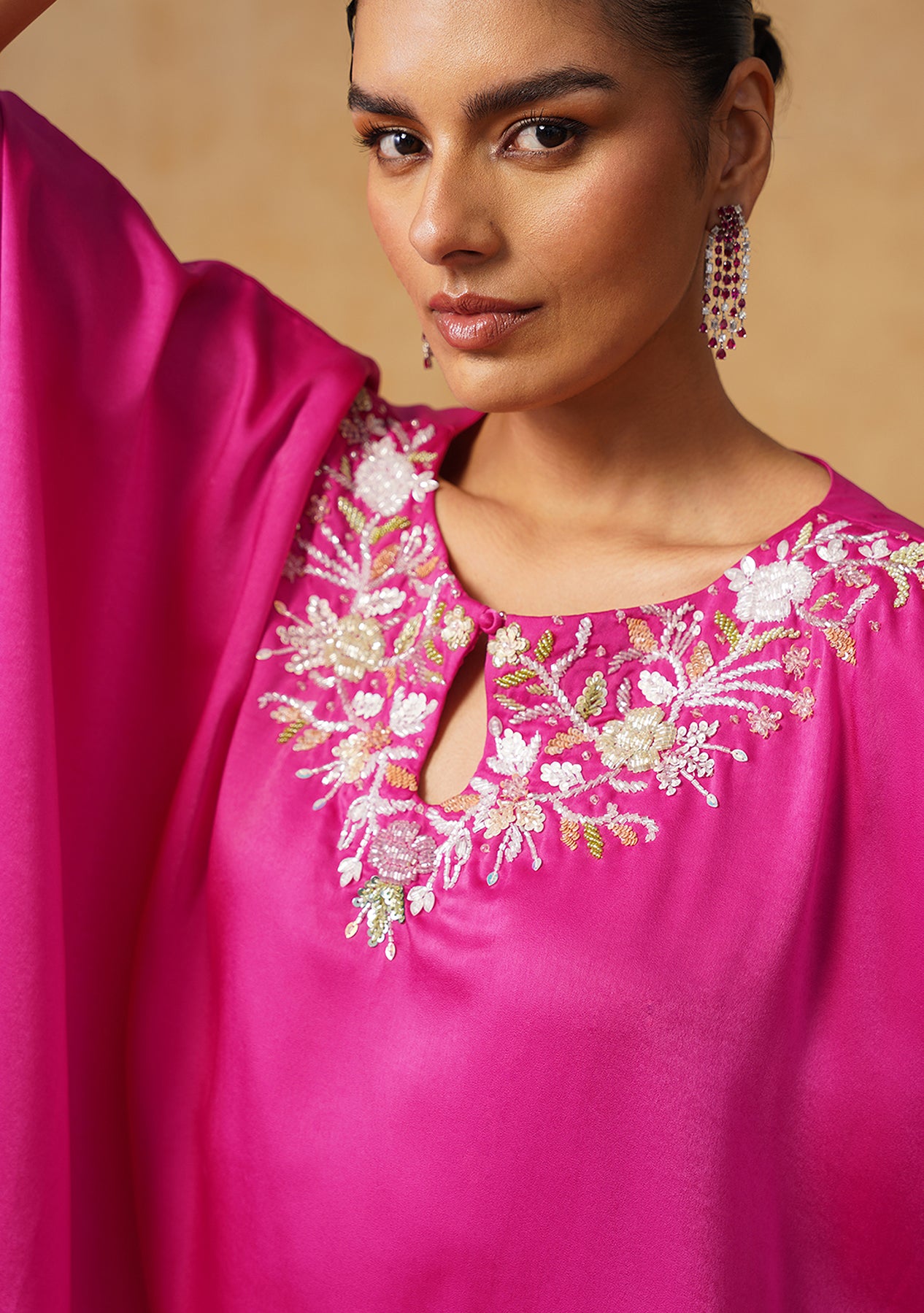 Amara Kaftan Co-ord Set (Fuschia)