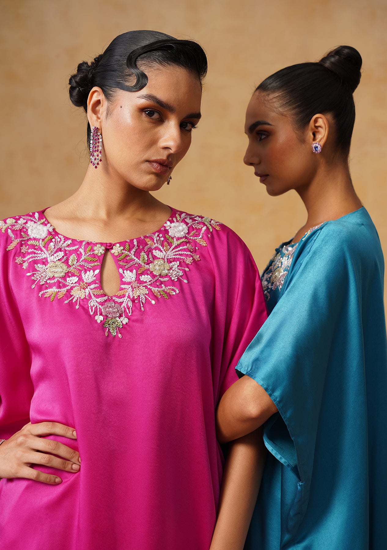 Amara Kaftan Co-ord Set (Fuschia)