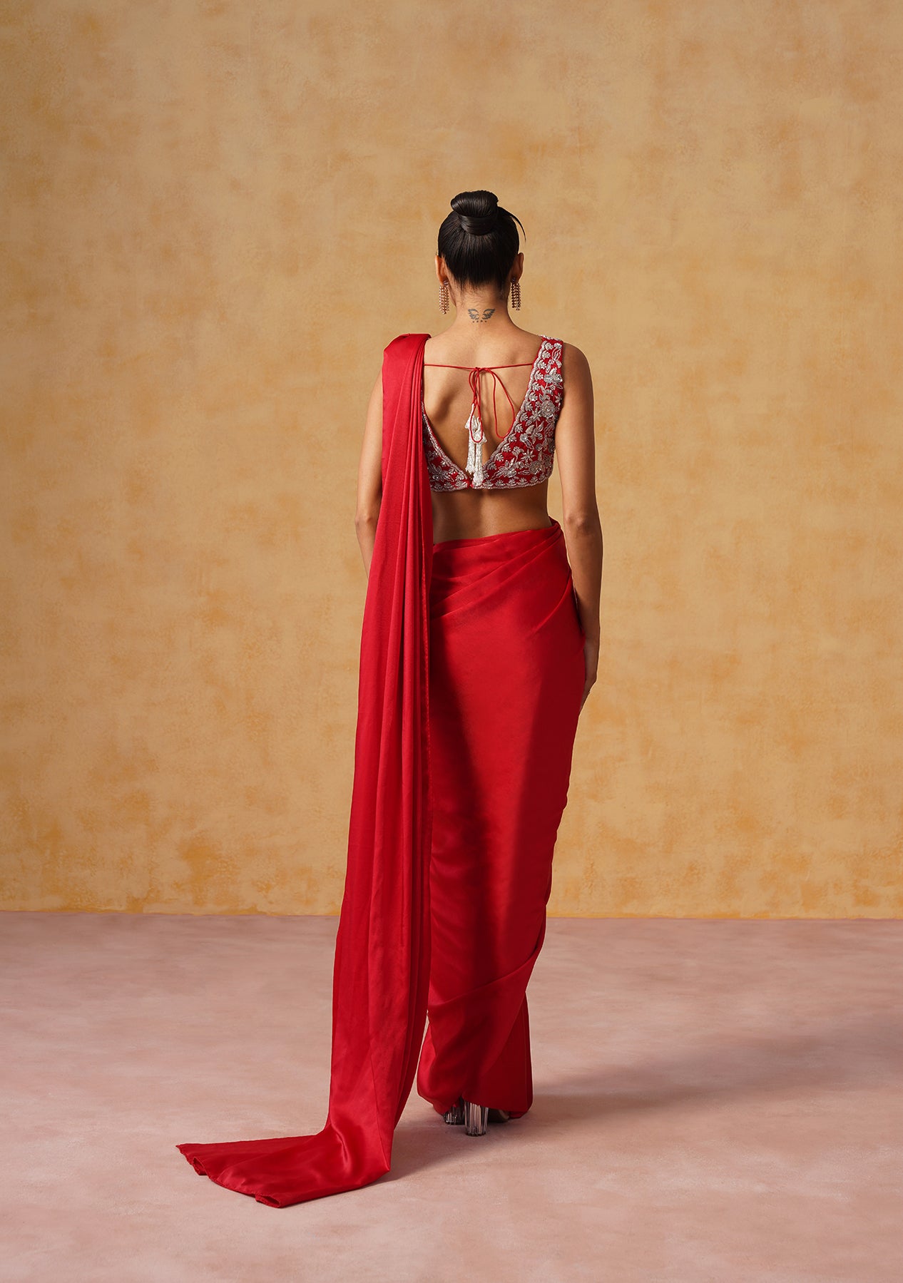Noor Pre-Draped Saree (Red)