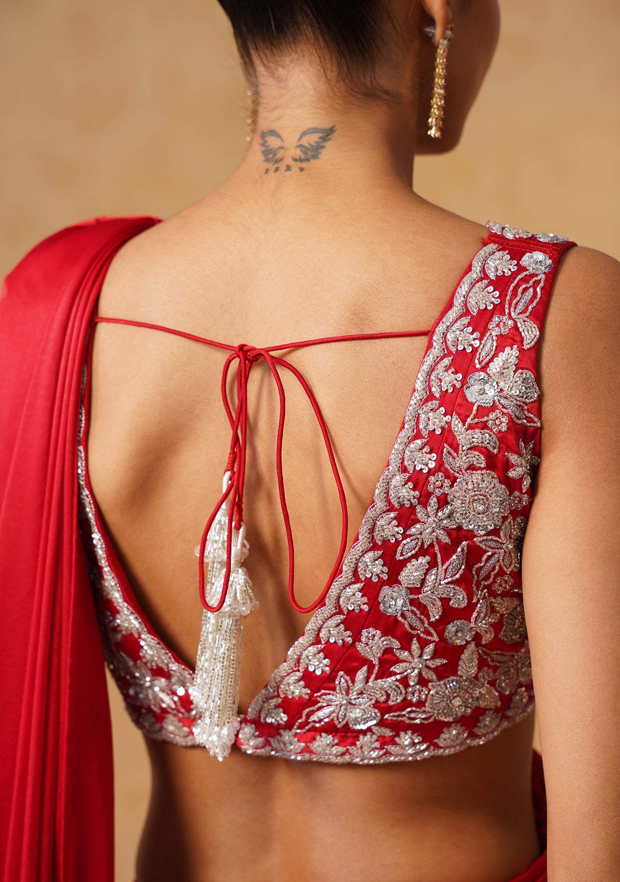 Noor Pre-Draped Saree (Red)