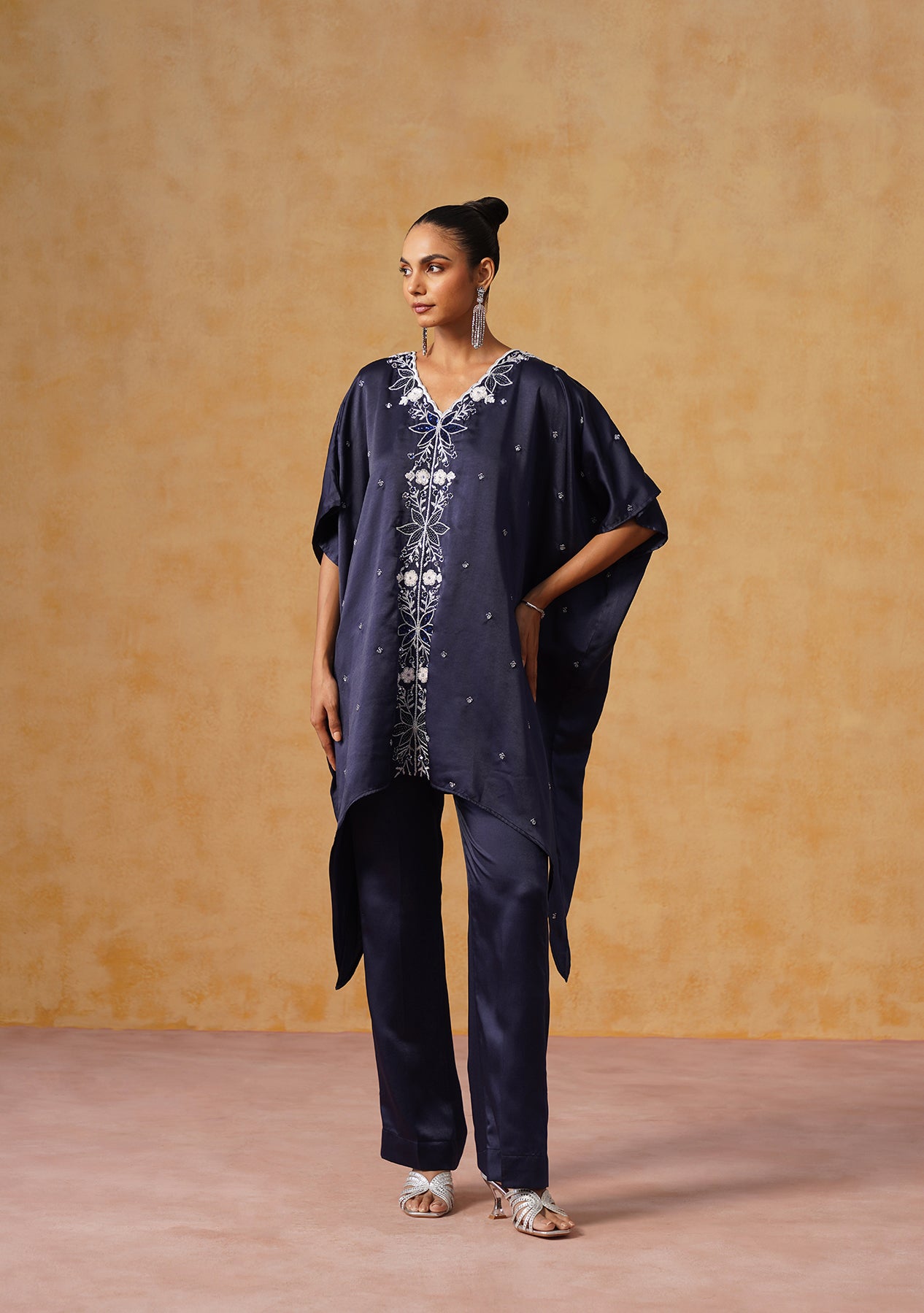Mira Kaftan Co-ord Set (Navy Blue)
