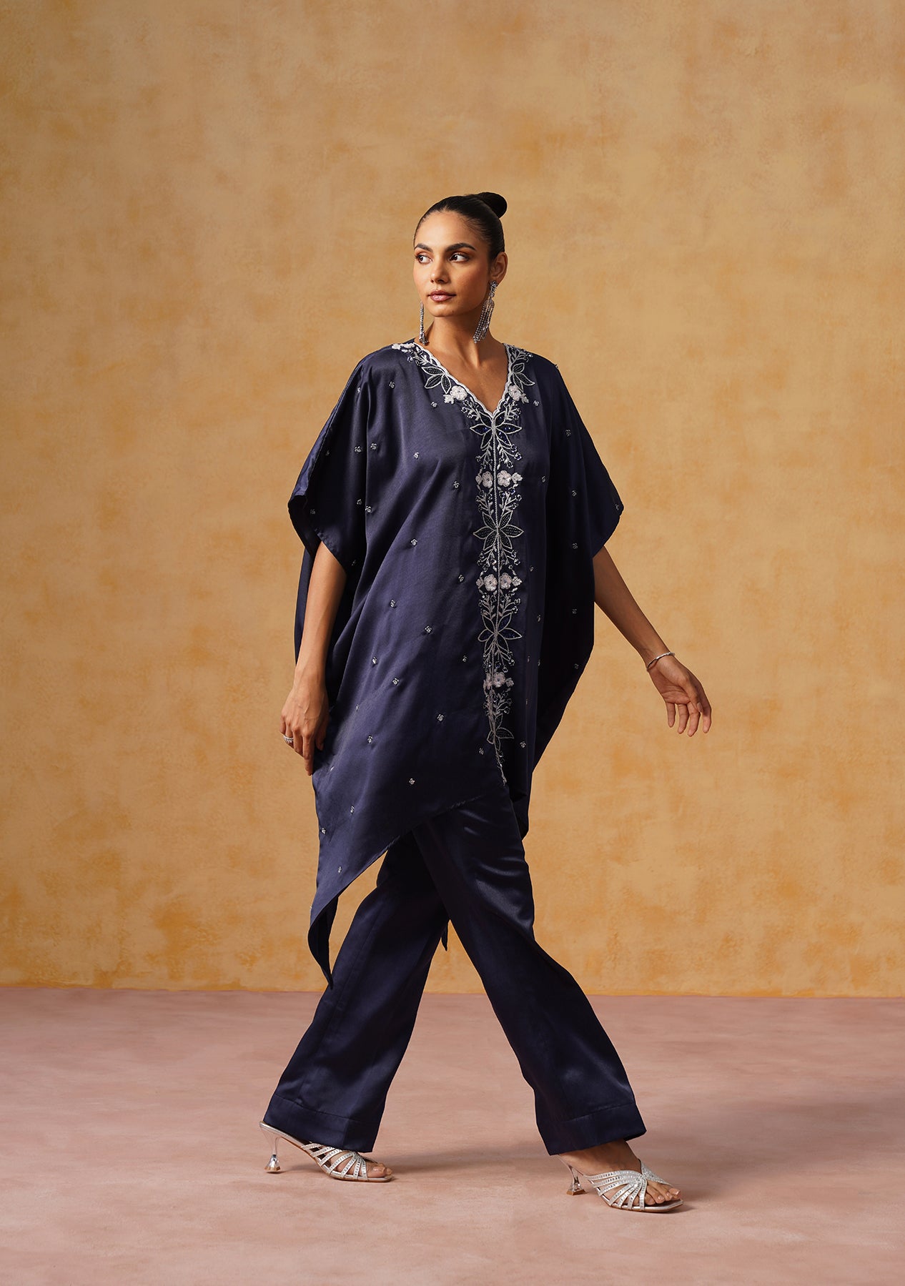 Mira Kaftan Co-ord Set (Navy Blue)