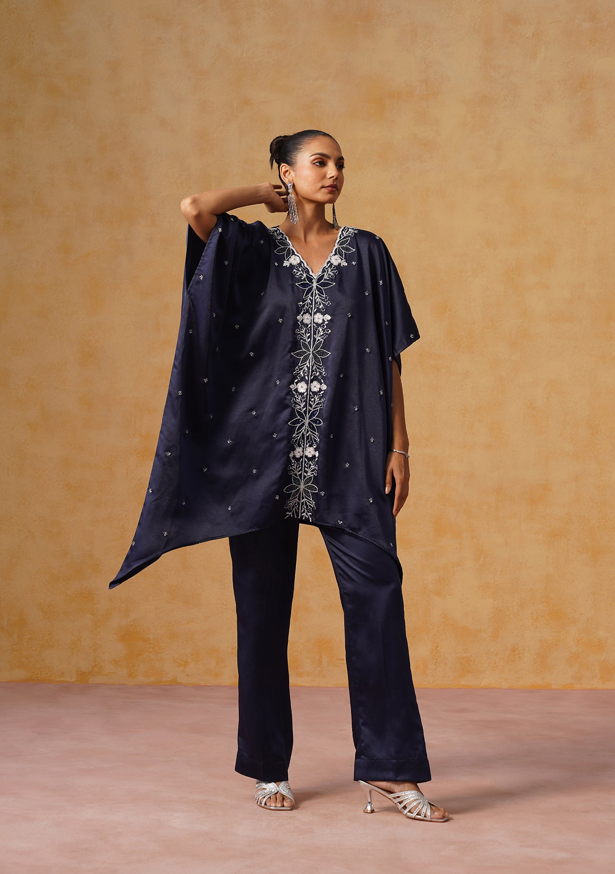 Mira Kaftan Co-ord Set (Navy Blue)