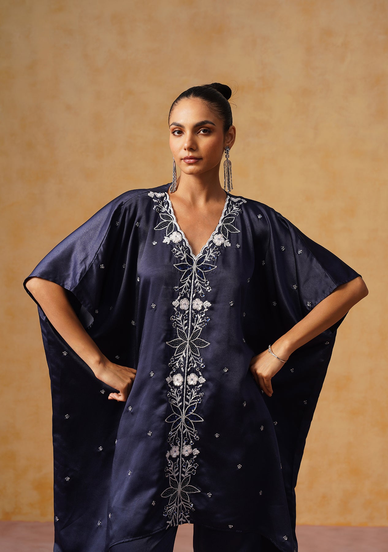 Mira Kaftan Co-ord Set (Navy Blue)