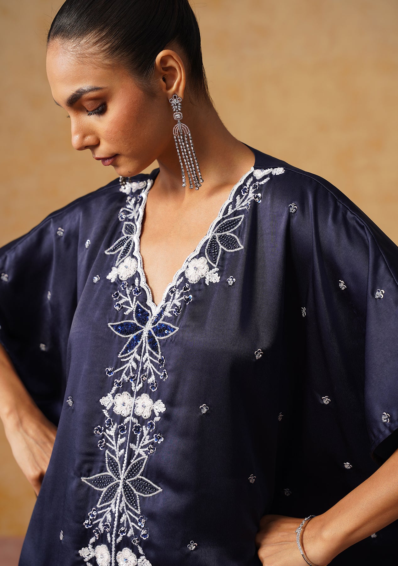 Mira Kaftan Co-ord Set (Navy Blue)