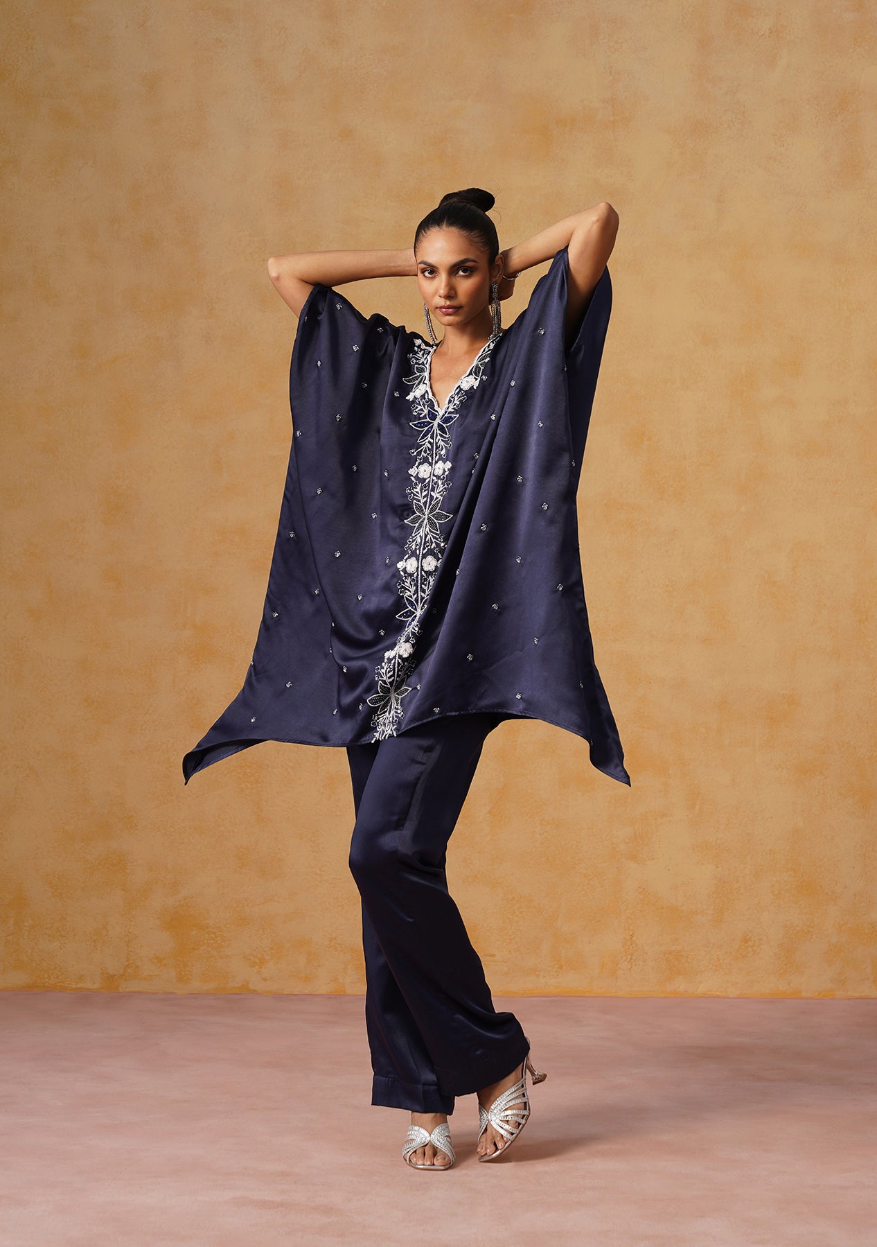 Mira Kaftan Co-ord Set (Navy Blue)