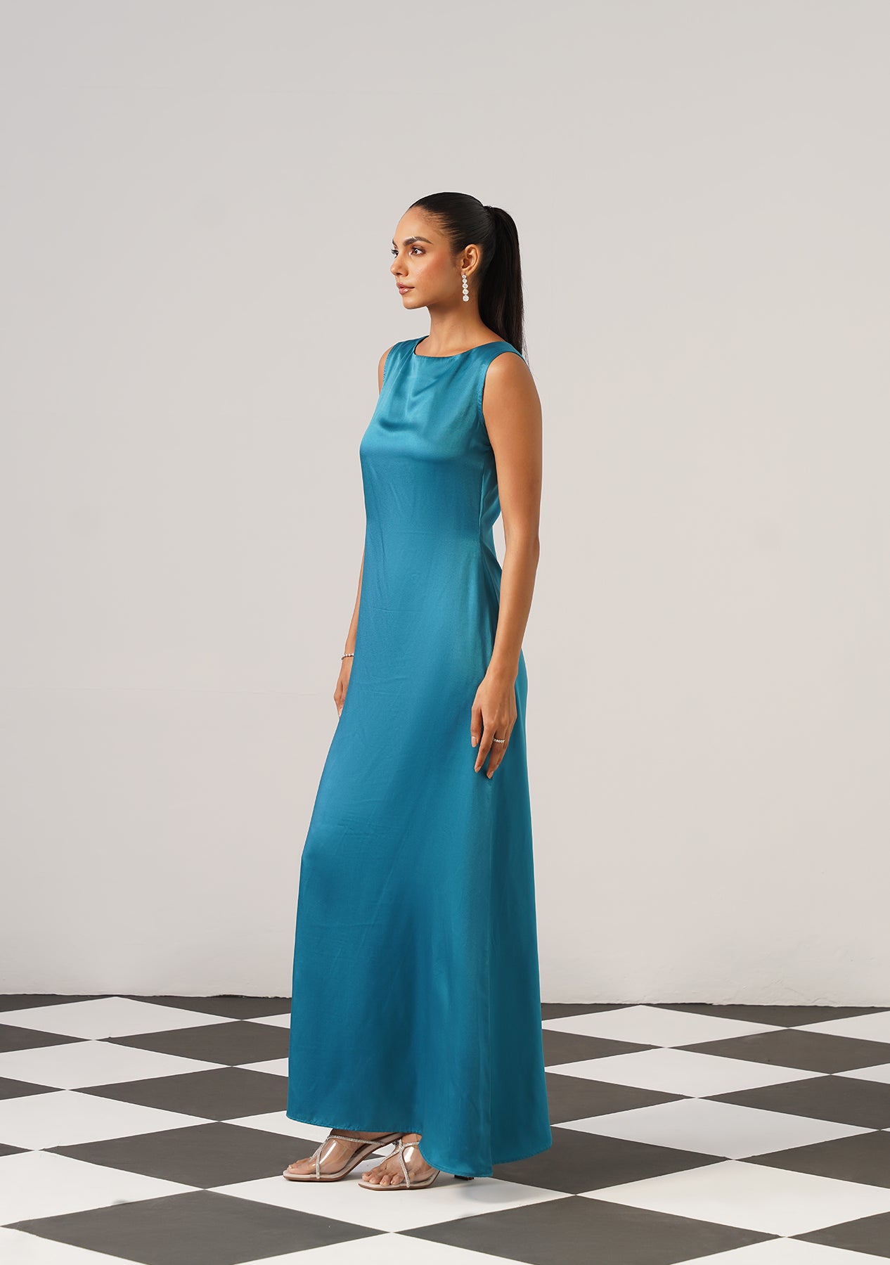 Helena Gown with Embroidered Cape (Teal)