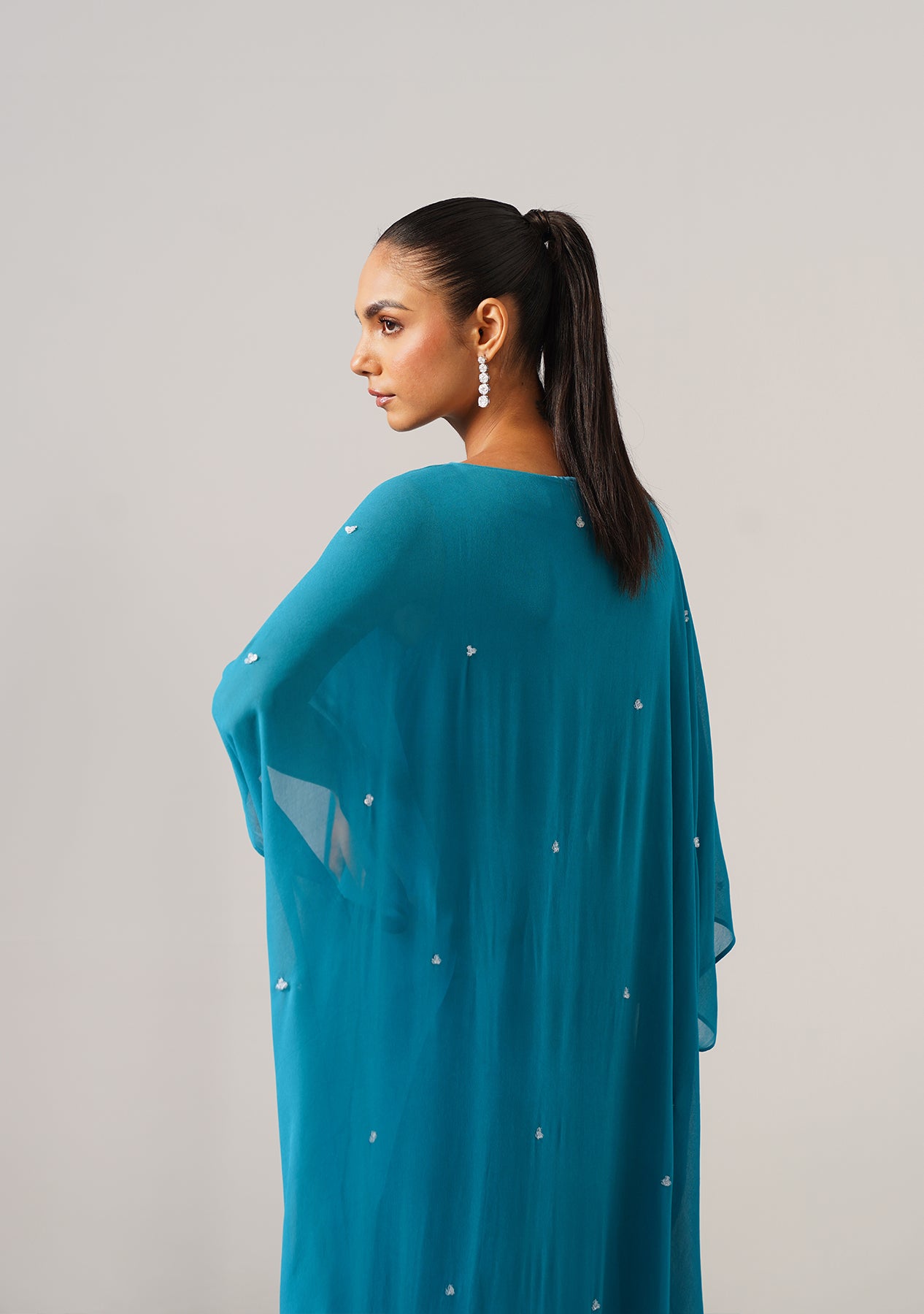 Helena Gown with Embroidered Cape (Teal)