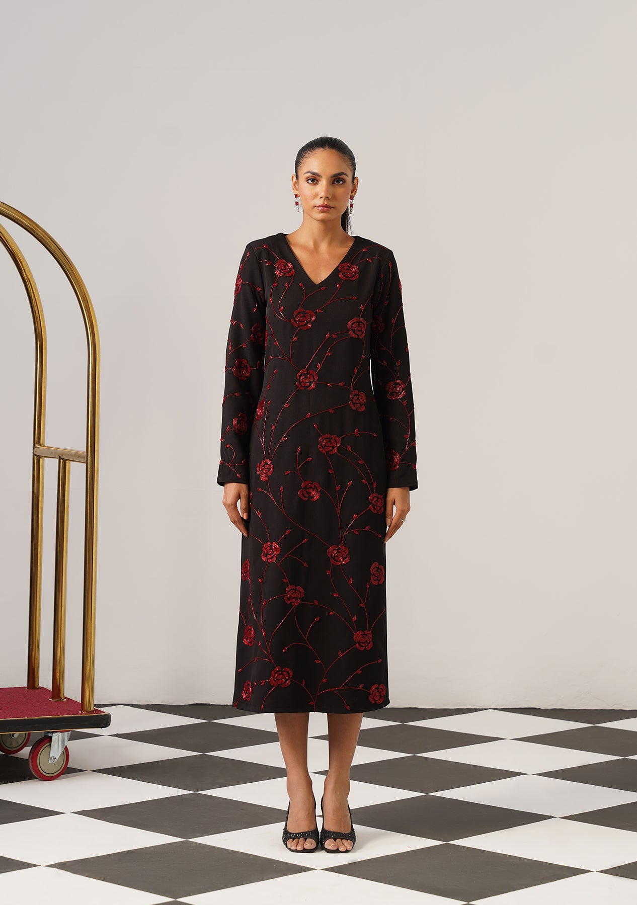 Rosina Midi Dress (Black)