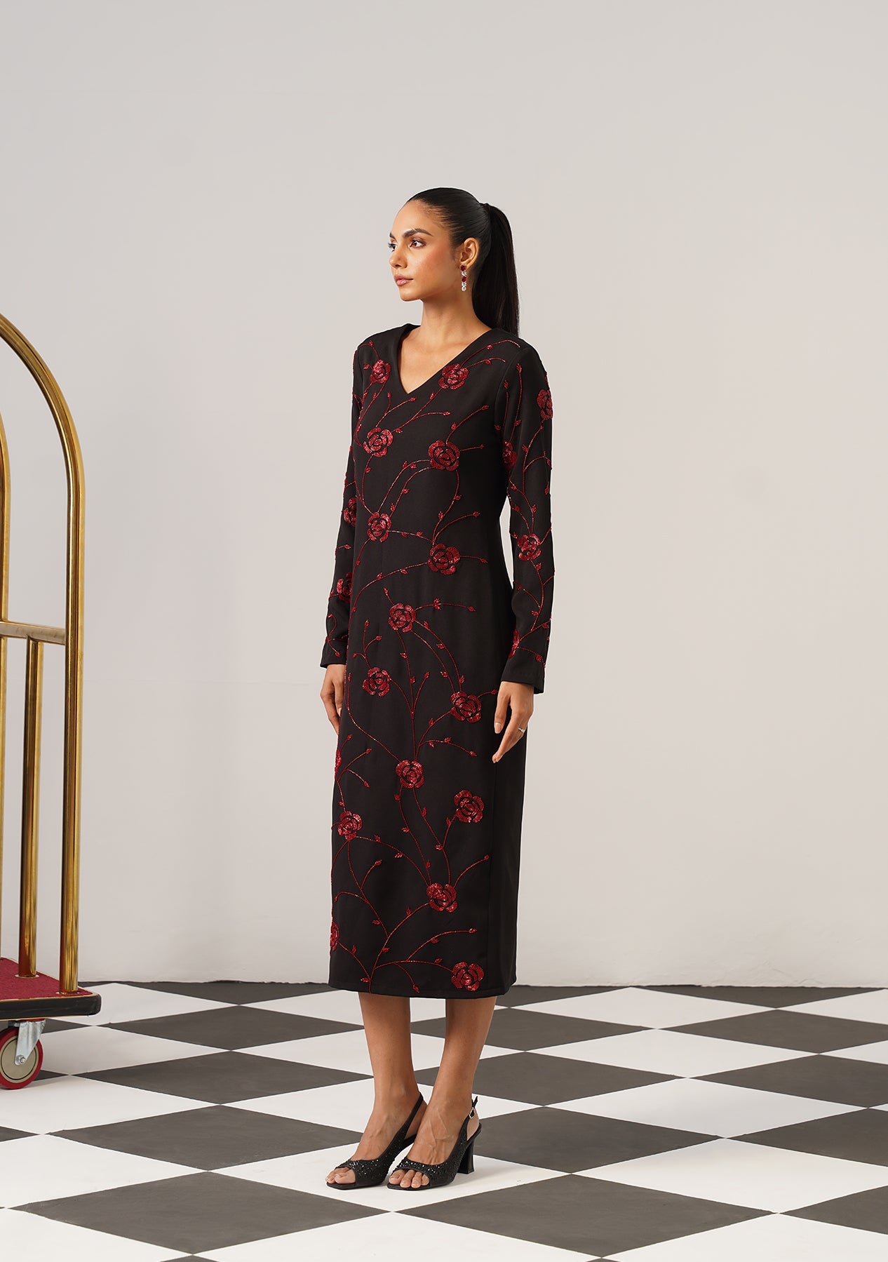 Rosina Midi Dress (Black)