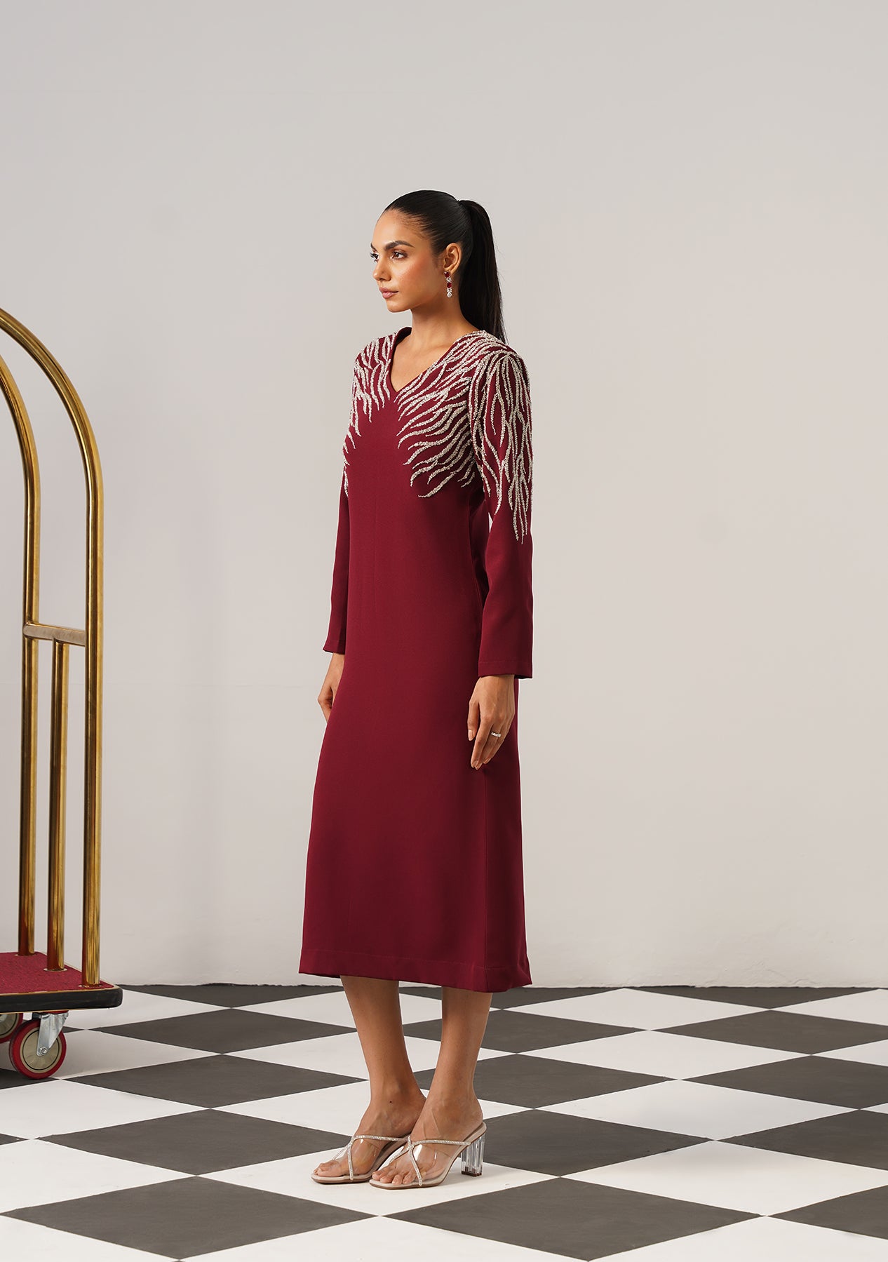 Zeb Midi Dress (Burgundy)