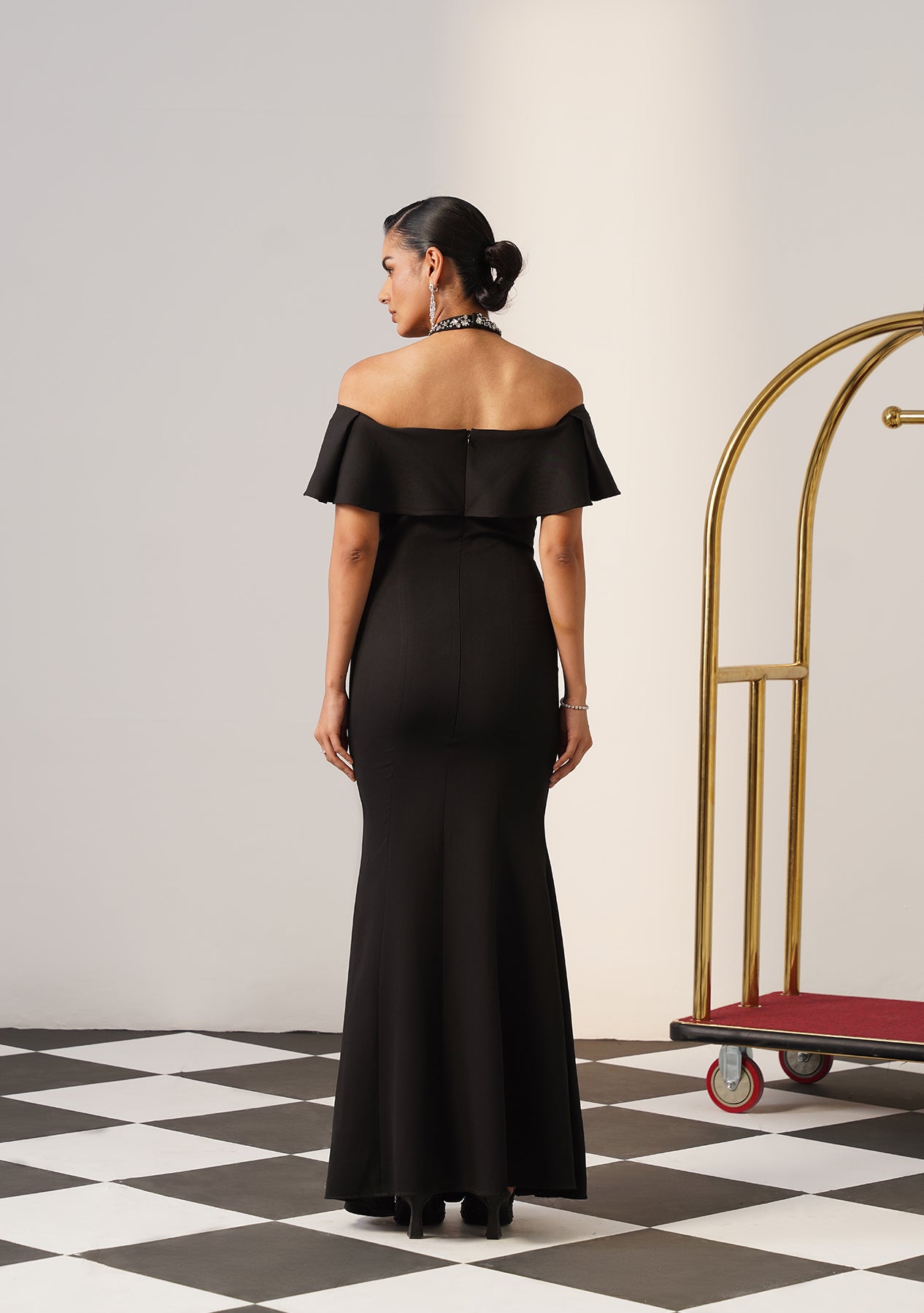 Elysia Rhinestone Gown (Black)