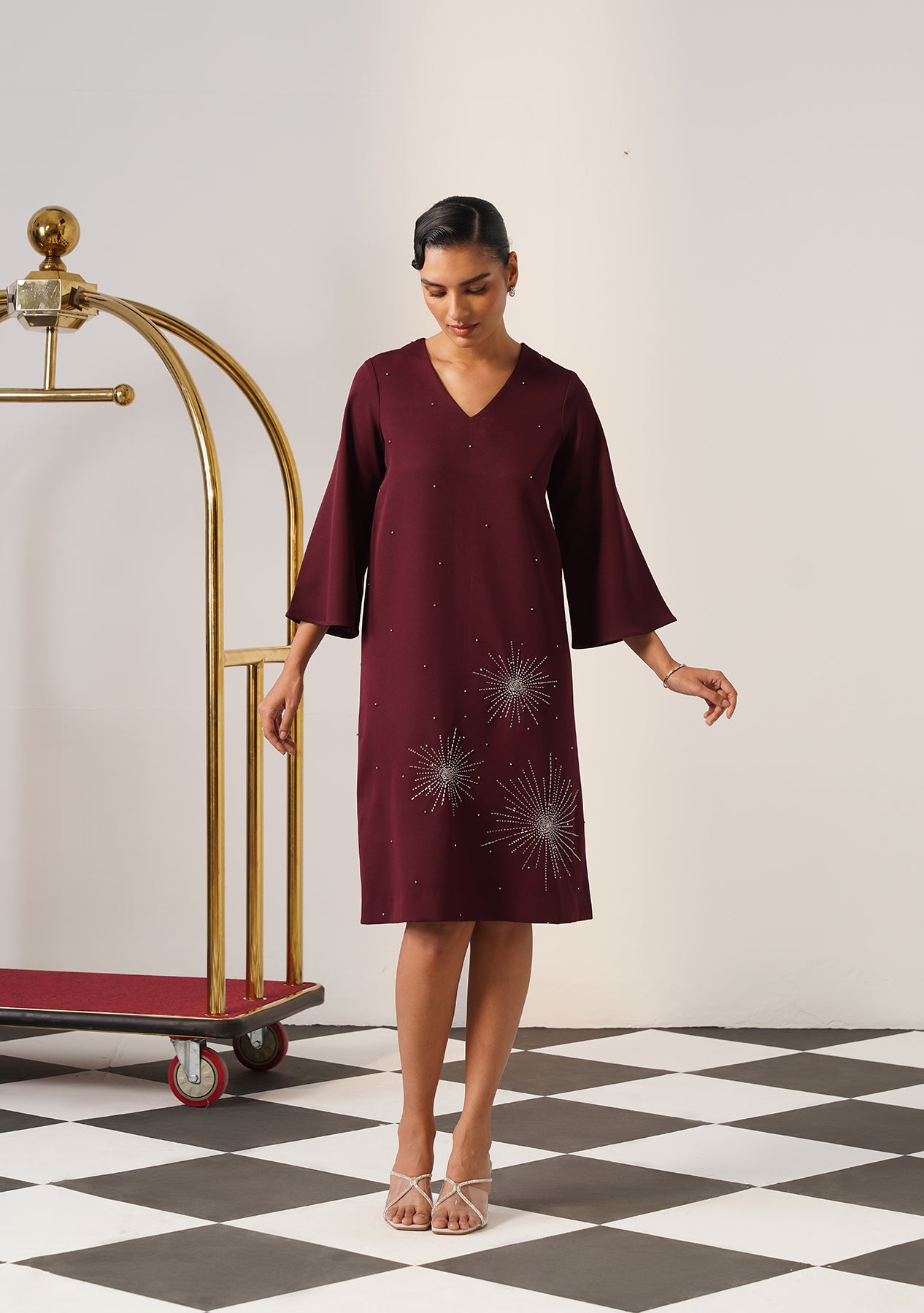 Starlight Midi Dress (Burgundy)