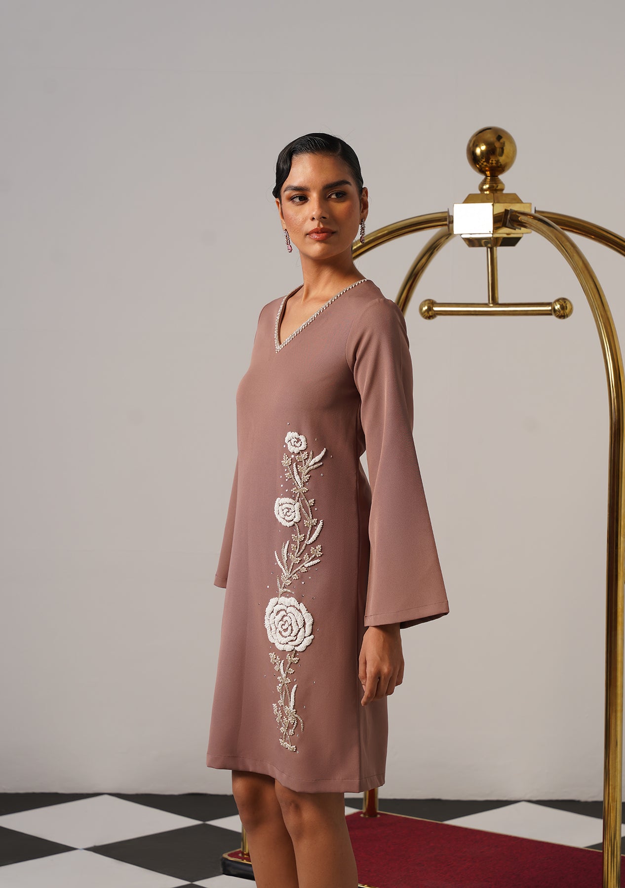 Rosebud Dress (Mocha Mousse)