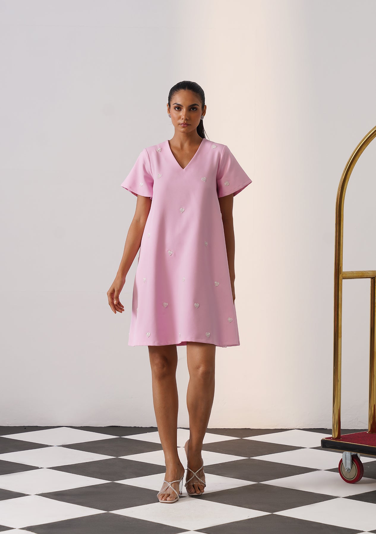 Lovelace Mini Dress (Baby Pink)
