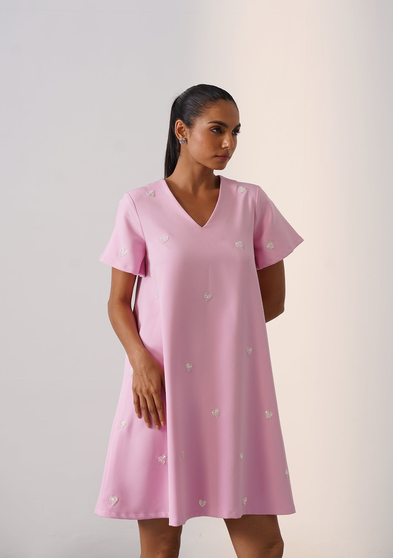 Lovelace Mini Dress (Baby Pink)