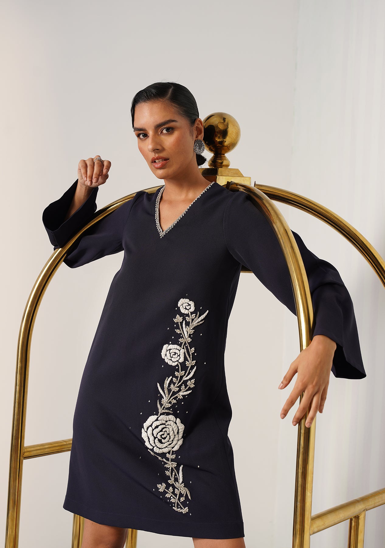 Rosebud Dress (Navy)