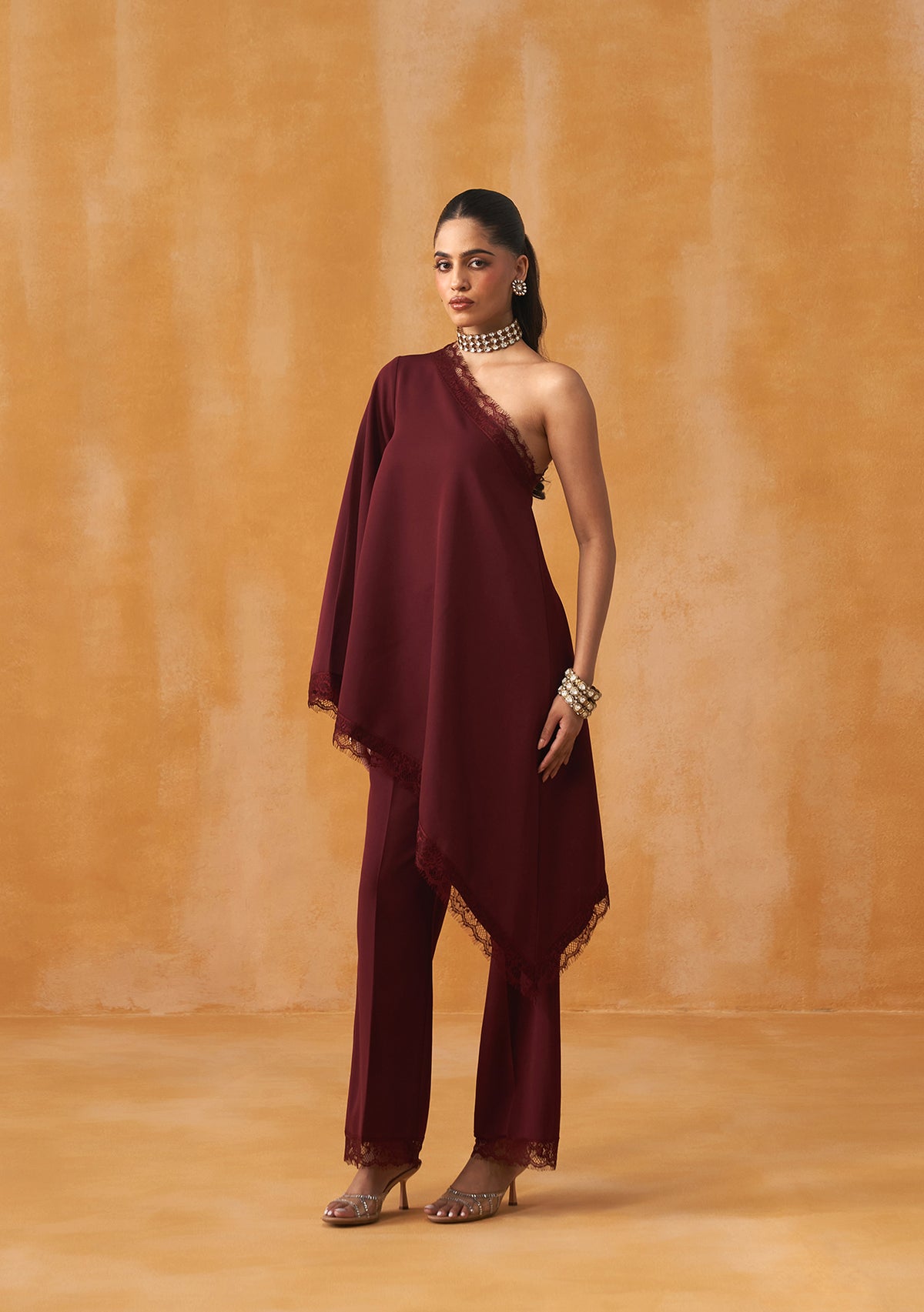 Lace Co-ord Set (Burgundy)