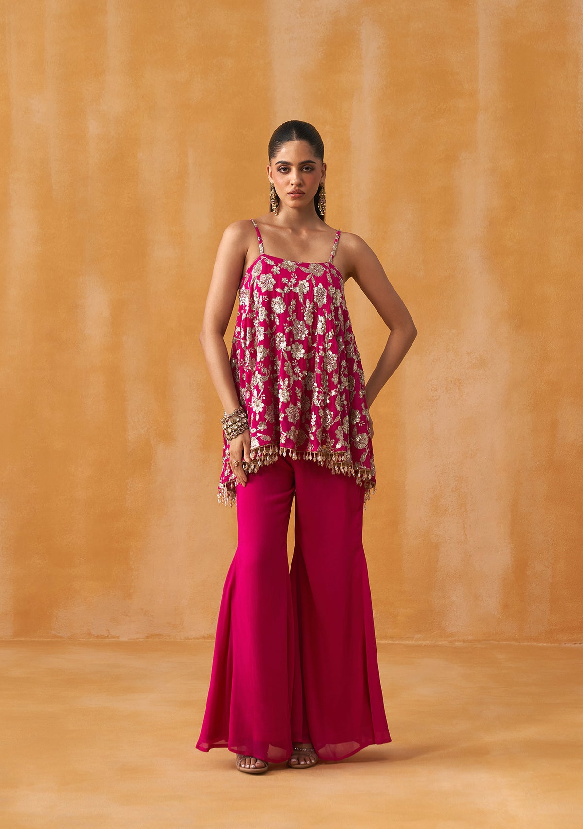 Pataka Sharara Set With Potli (Rani Pink)