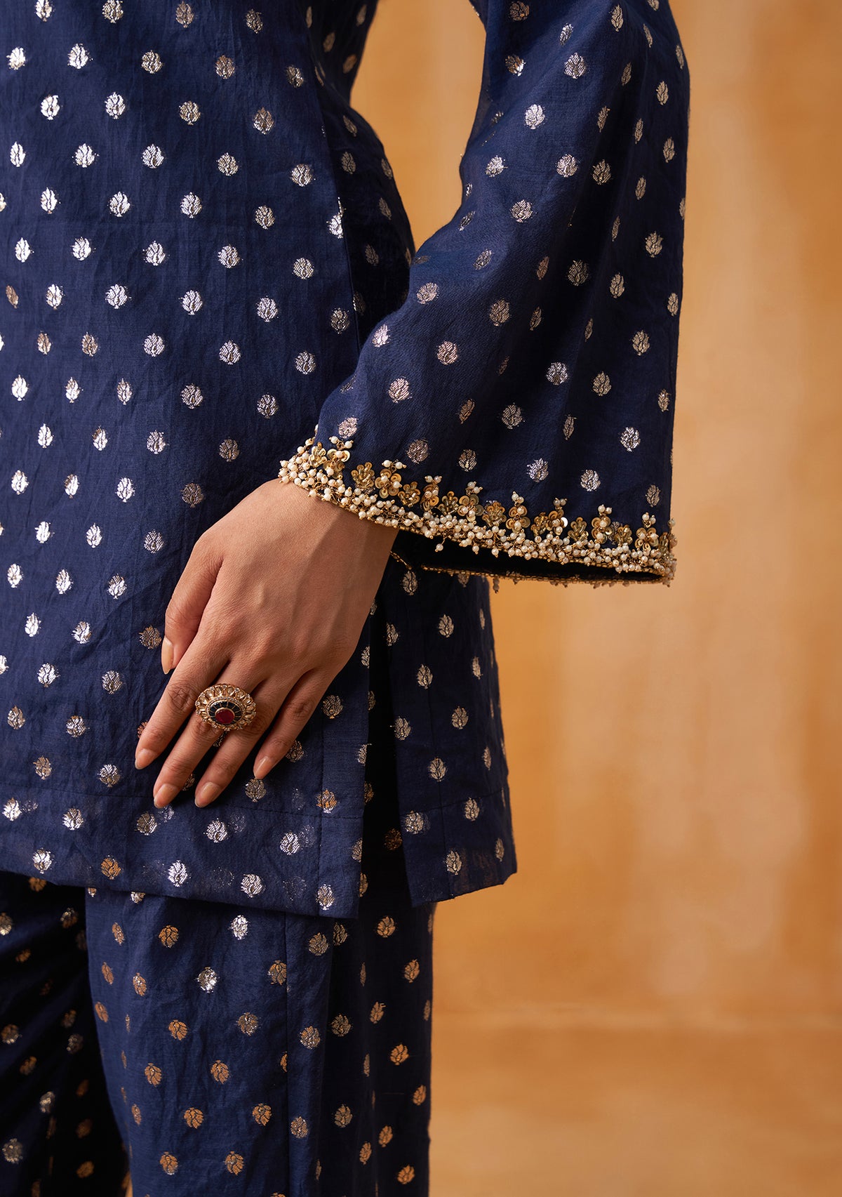 Begum Co-ord Set with Potli (Navy)