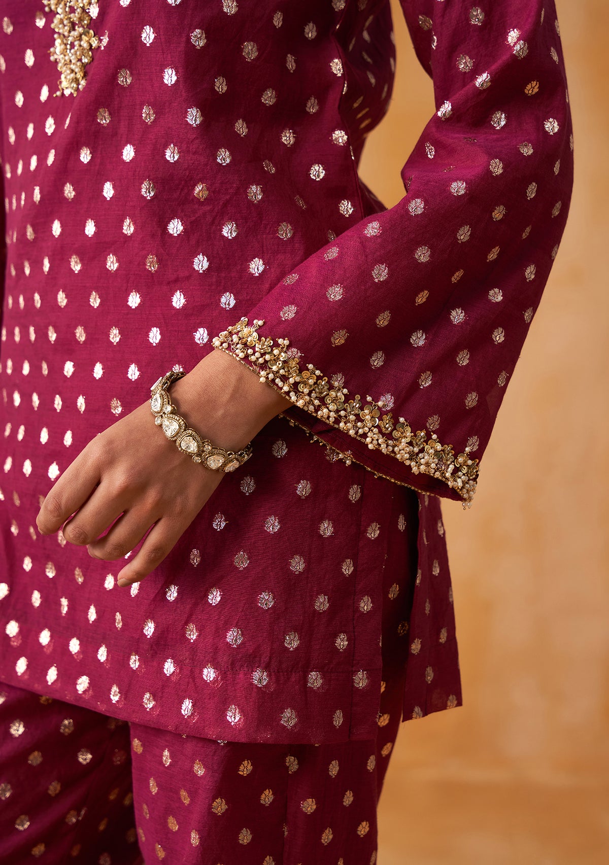 Begum Co-ord Set with Potli (Berry Wine)