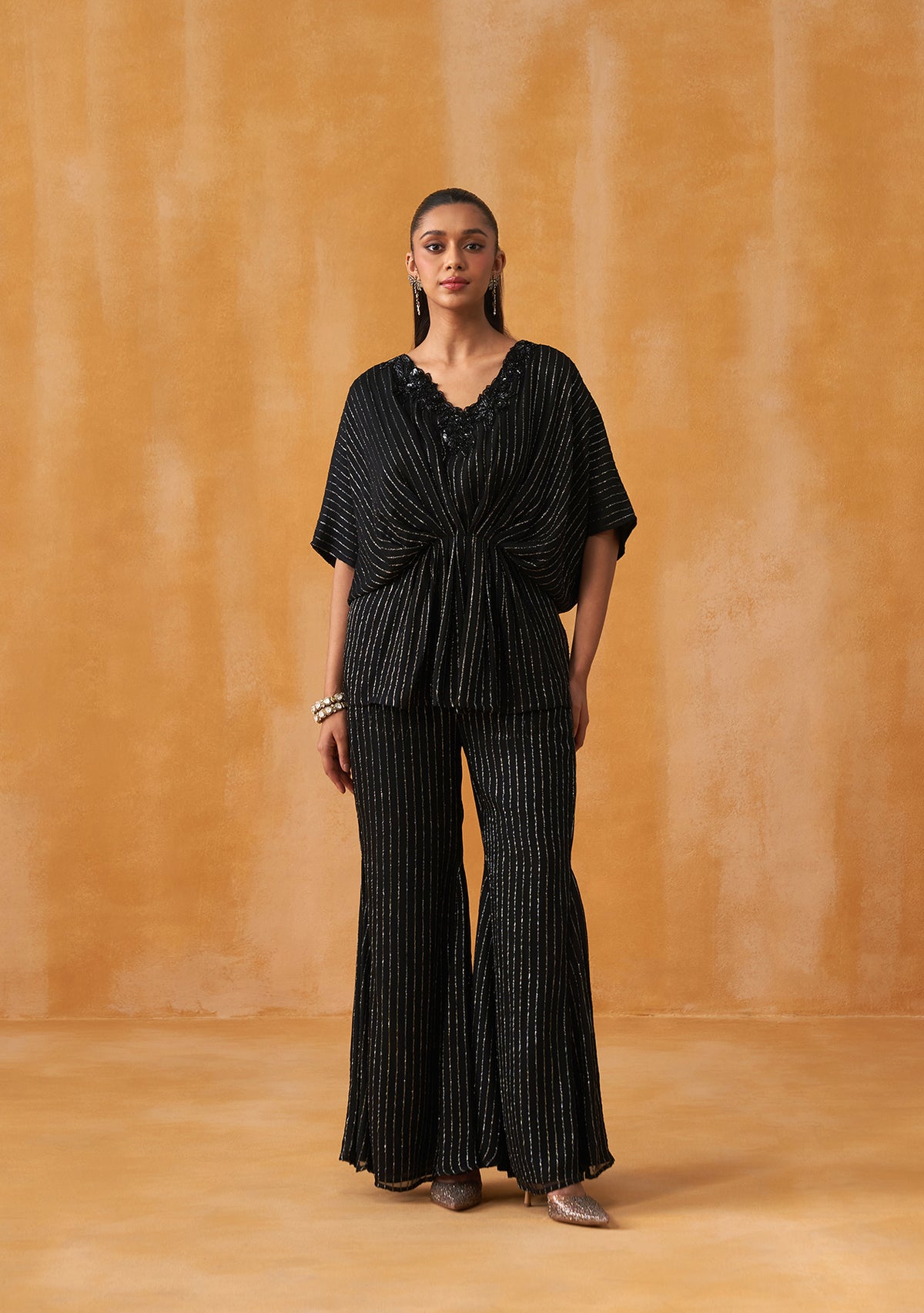 Lurex Kaftan Co-ord Set (Black)