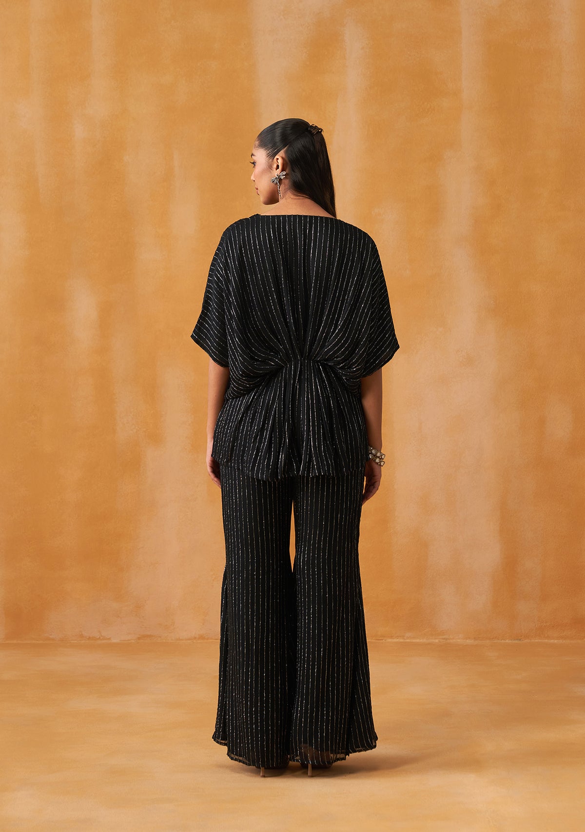 Lurex Kaftan Co-ord Set (Black)
